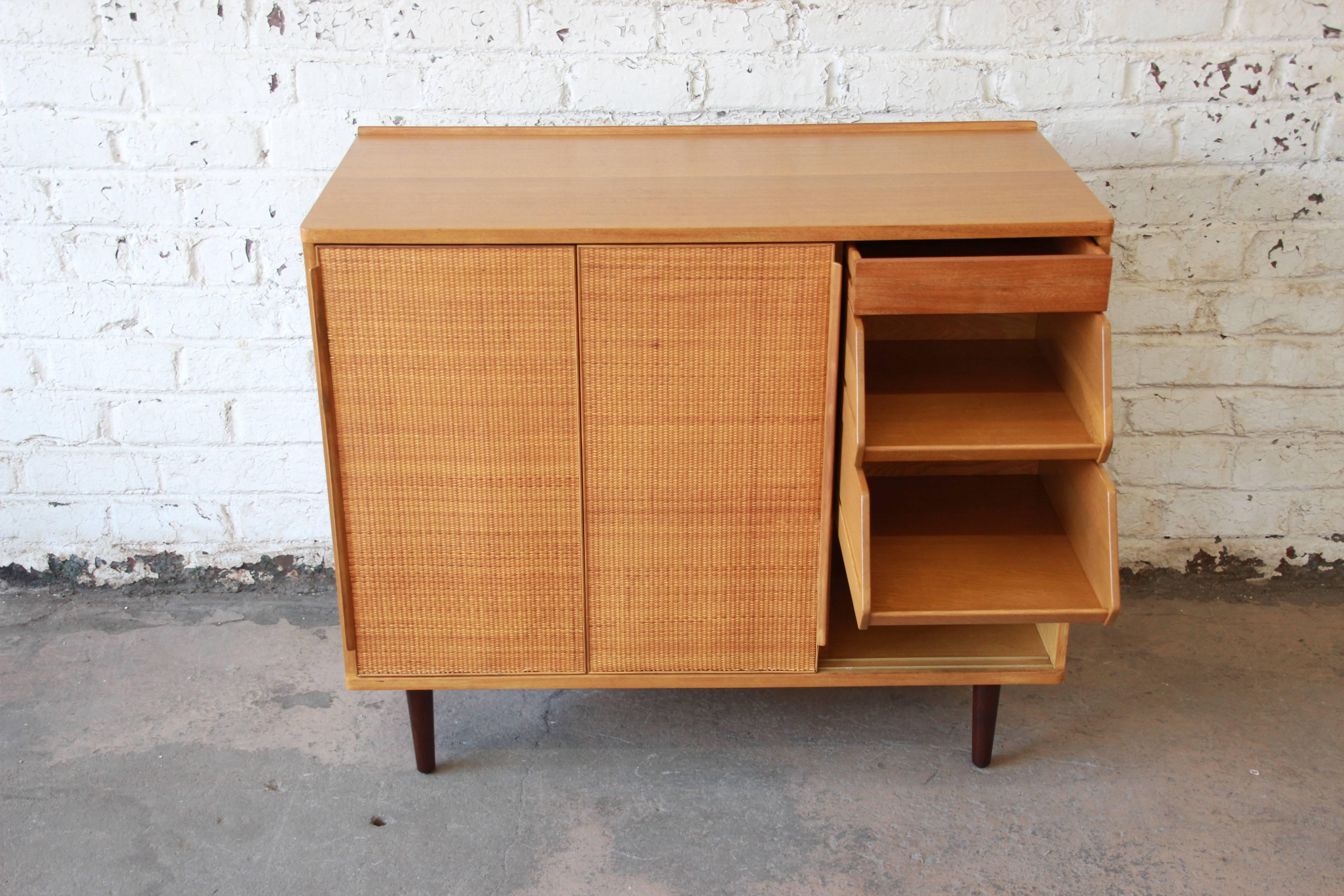 20th Century Edward Wormley for Dunbar Woven Front Cabinet
