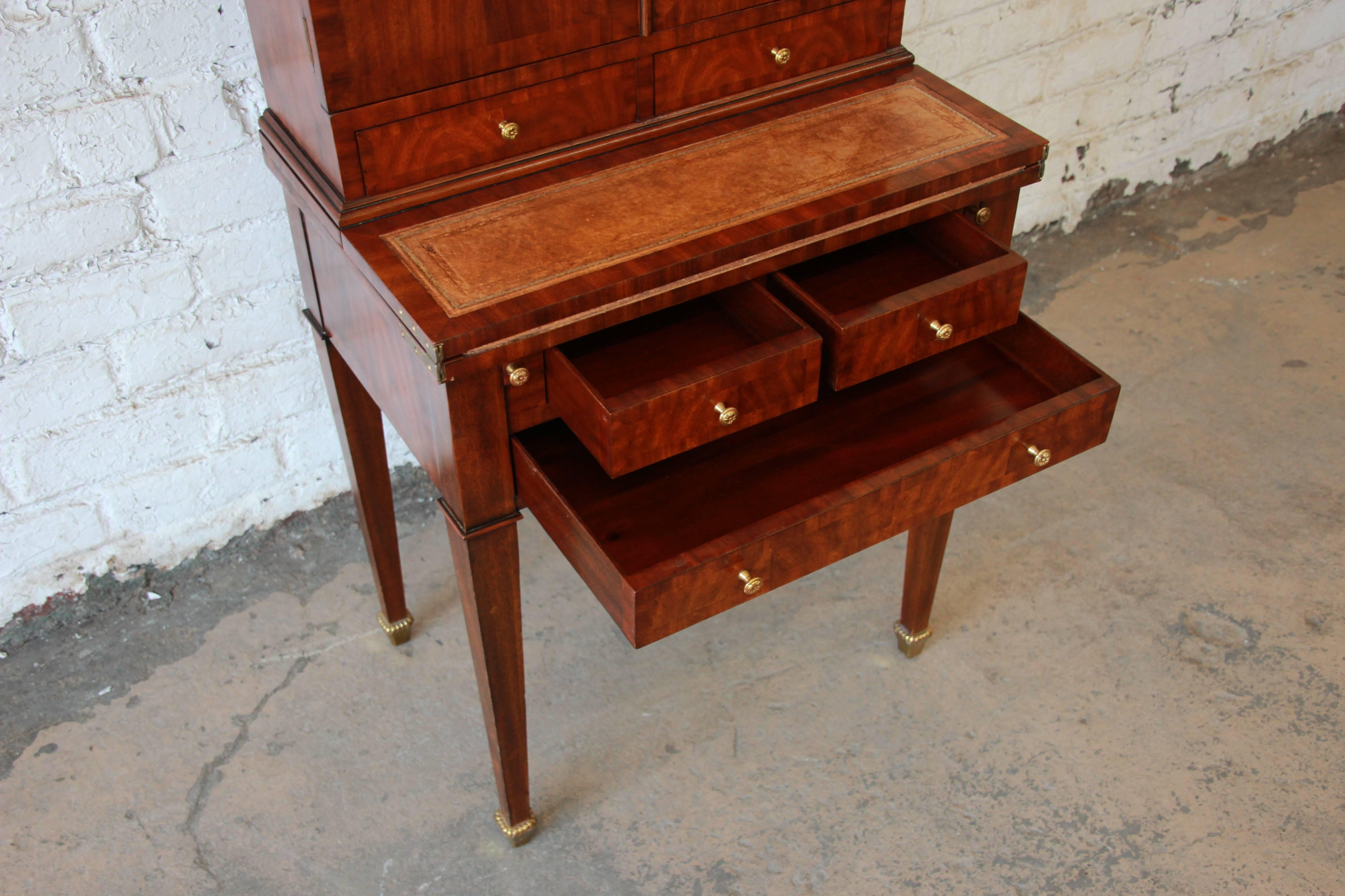 Maitland Smith Regency Style Leather Top Secretary Desk In Good Condition In South Bend, IN