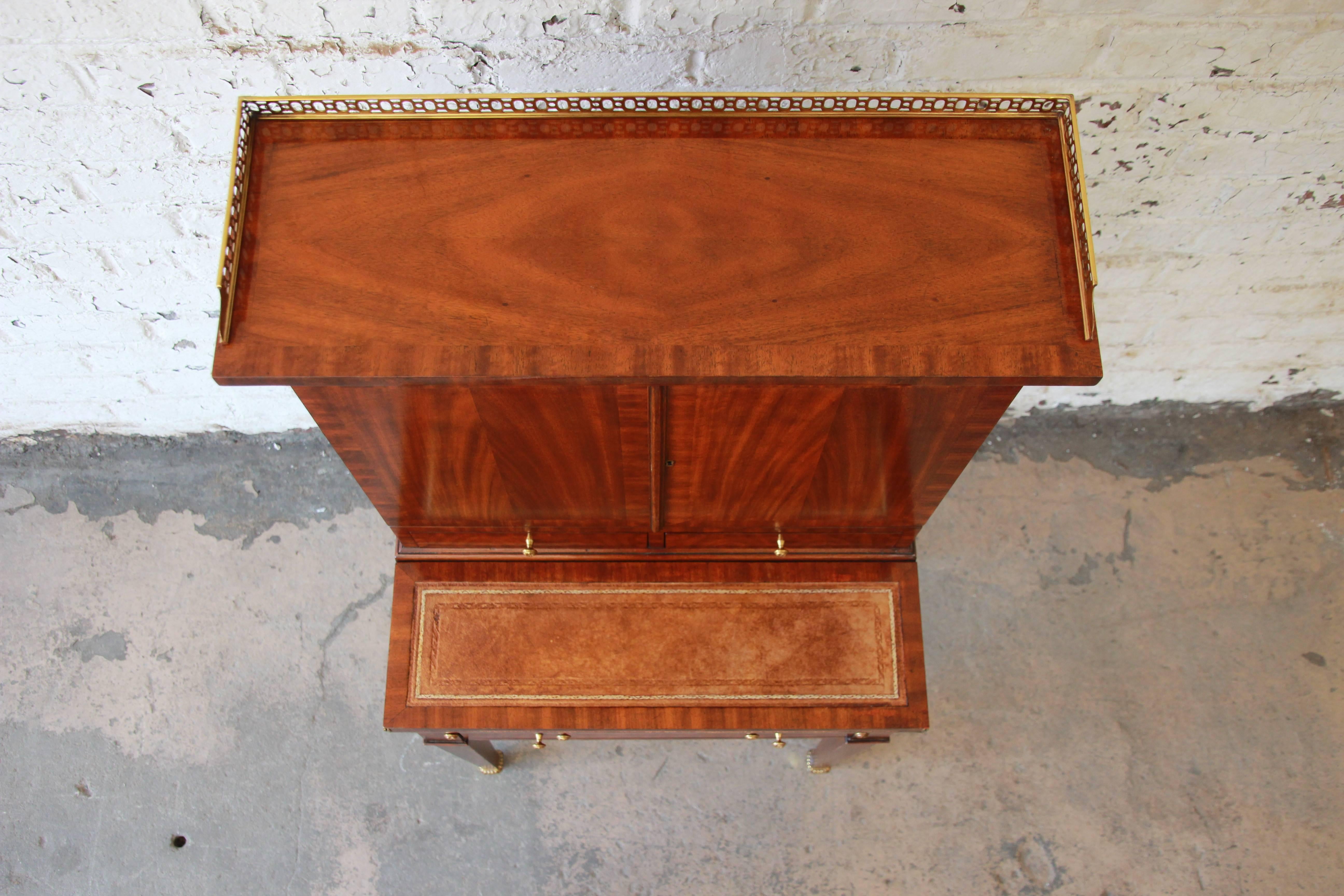 20th Century Maitland Smith Regency Style Leather Top Secretary Desk