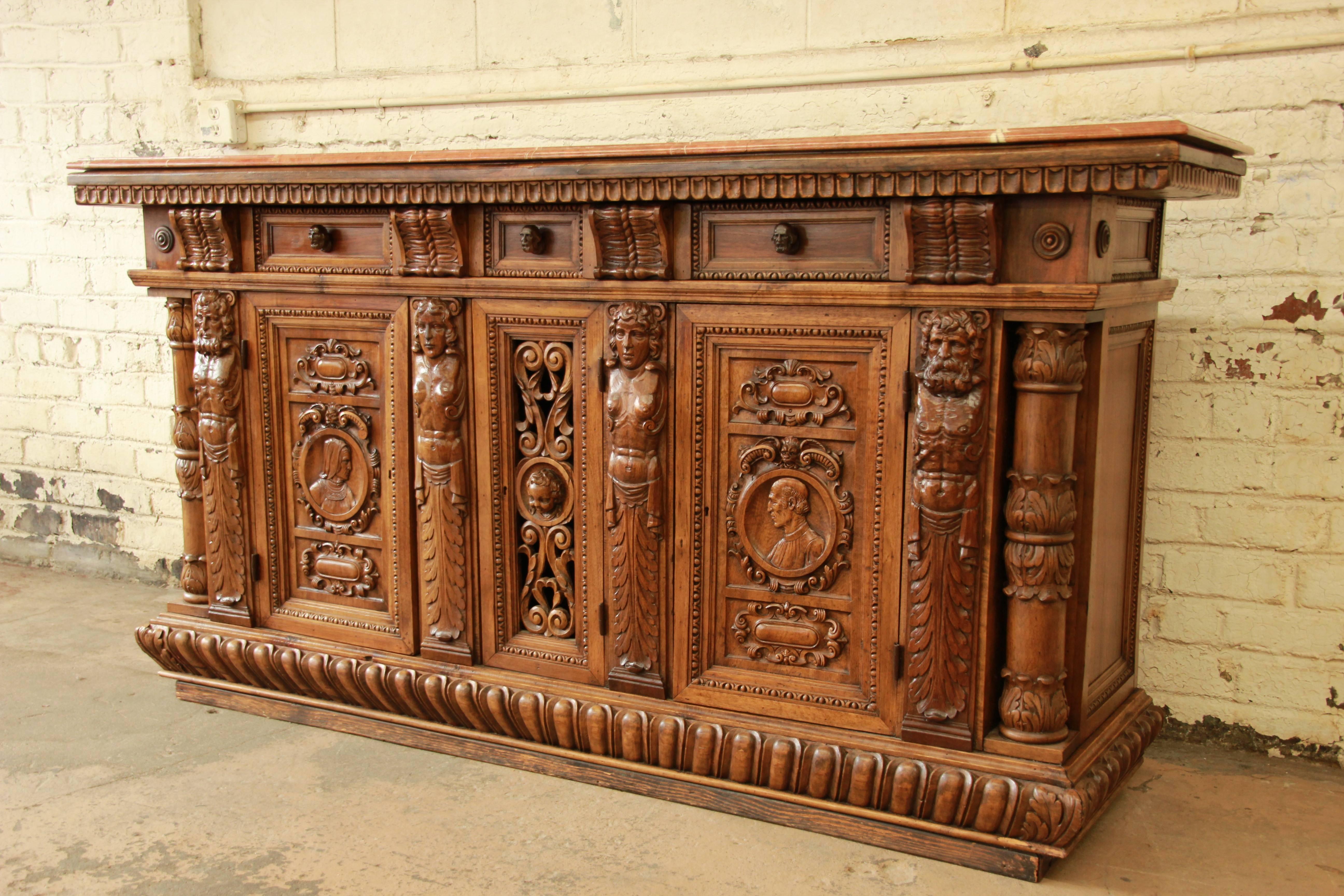 Renaissance Revival Belgian Carved Sideboard