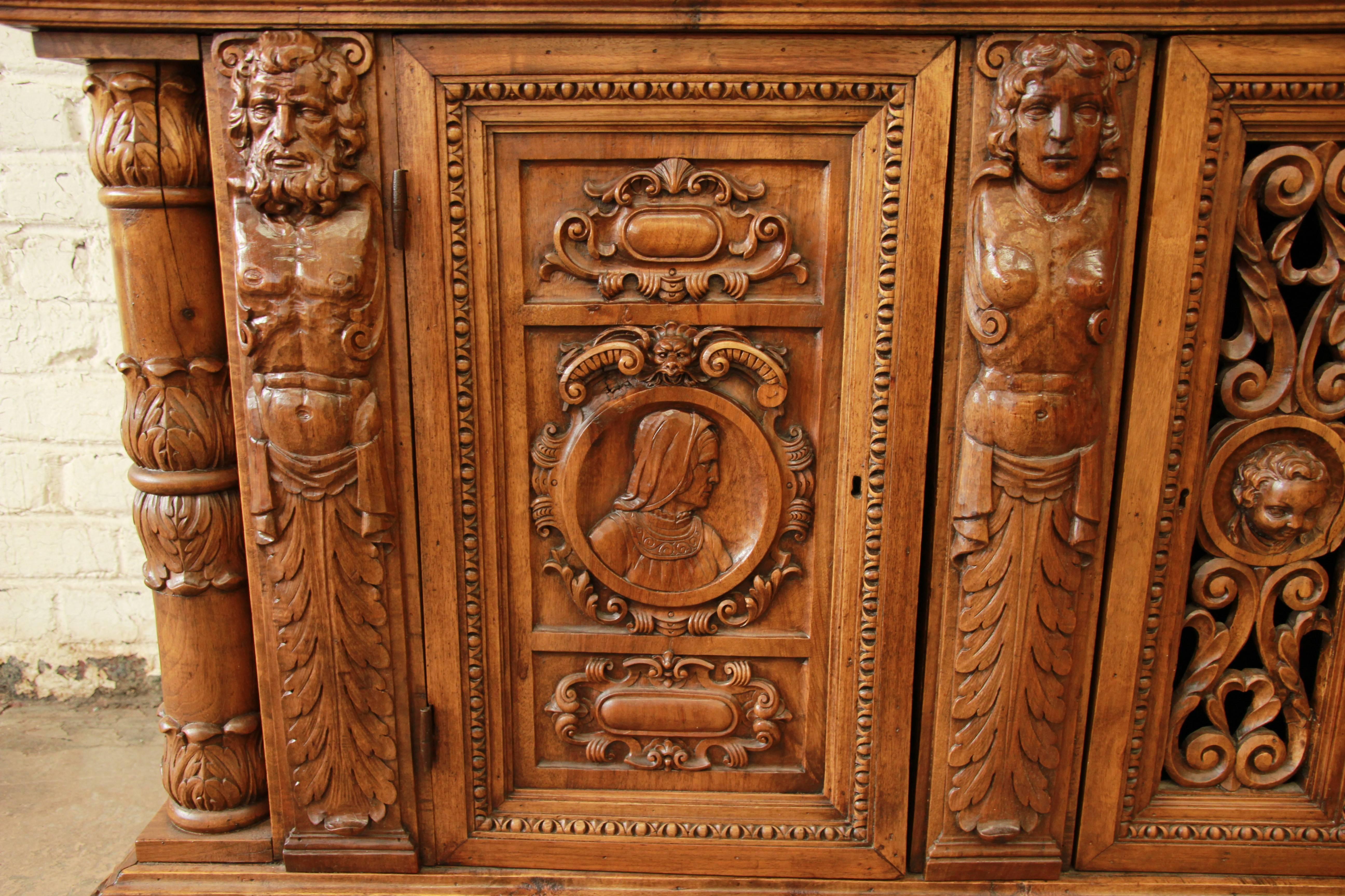 Belgian Carved Sideboard In Good Condition In South Bend, IN