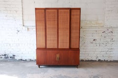 Baker Furniture Mid-Century Woven Front Wall Unit