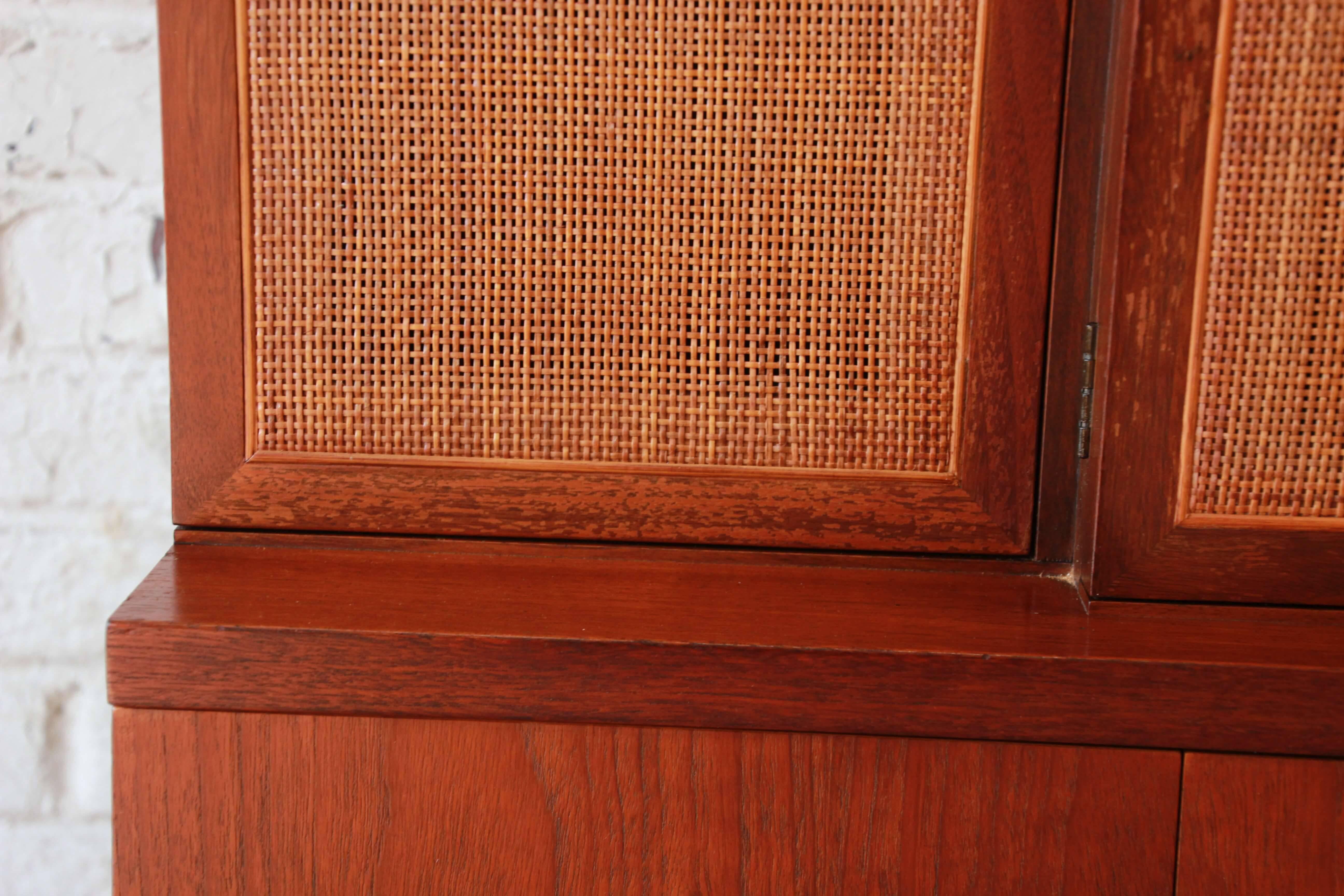 Baker Furniture Mid-Century Woven Front Wall Unit 1