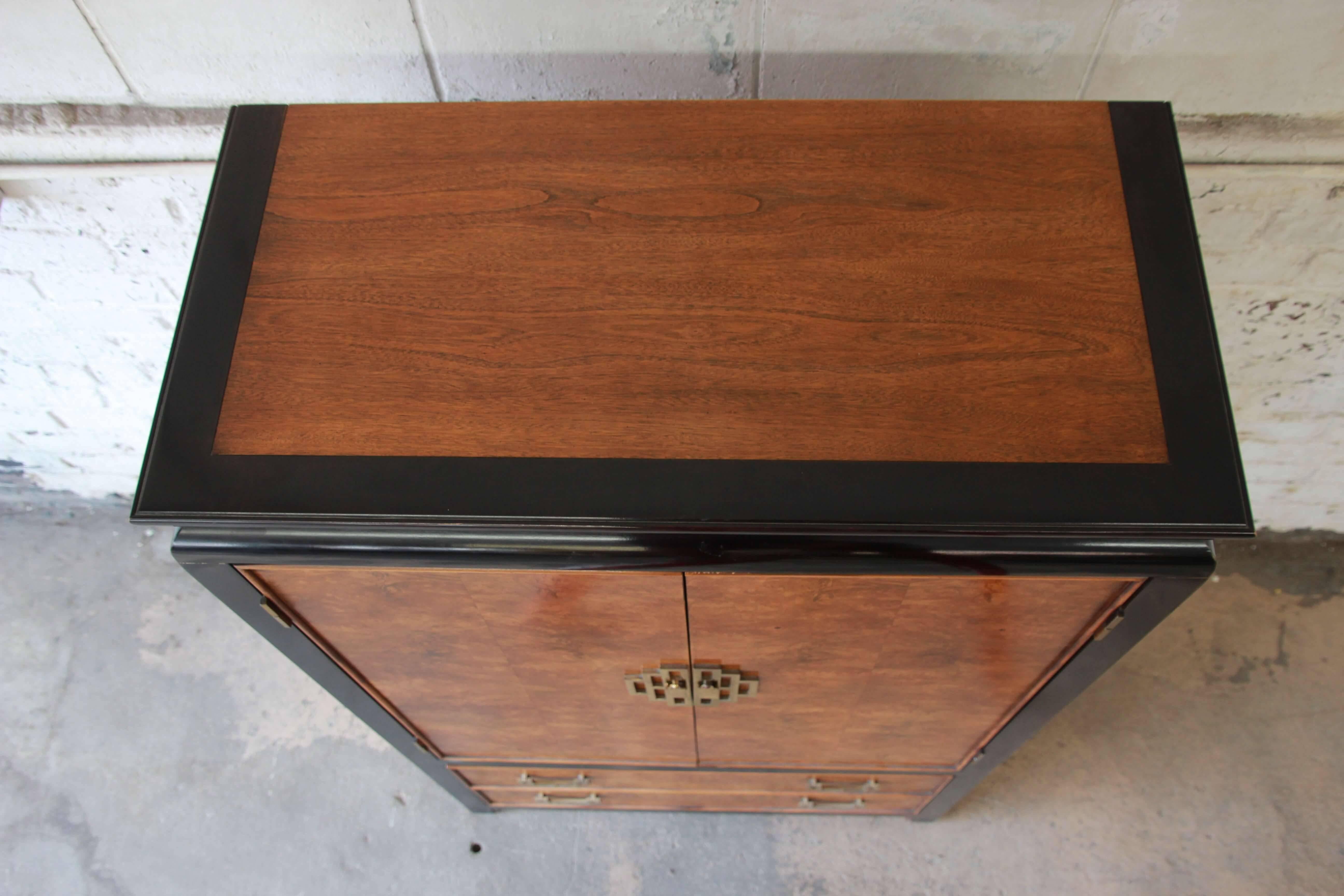 Century Furniture Burl Wood and Black Lacquer Chin Hua Chinoiserie Chest 5