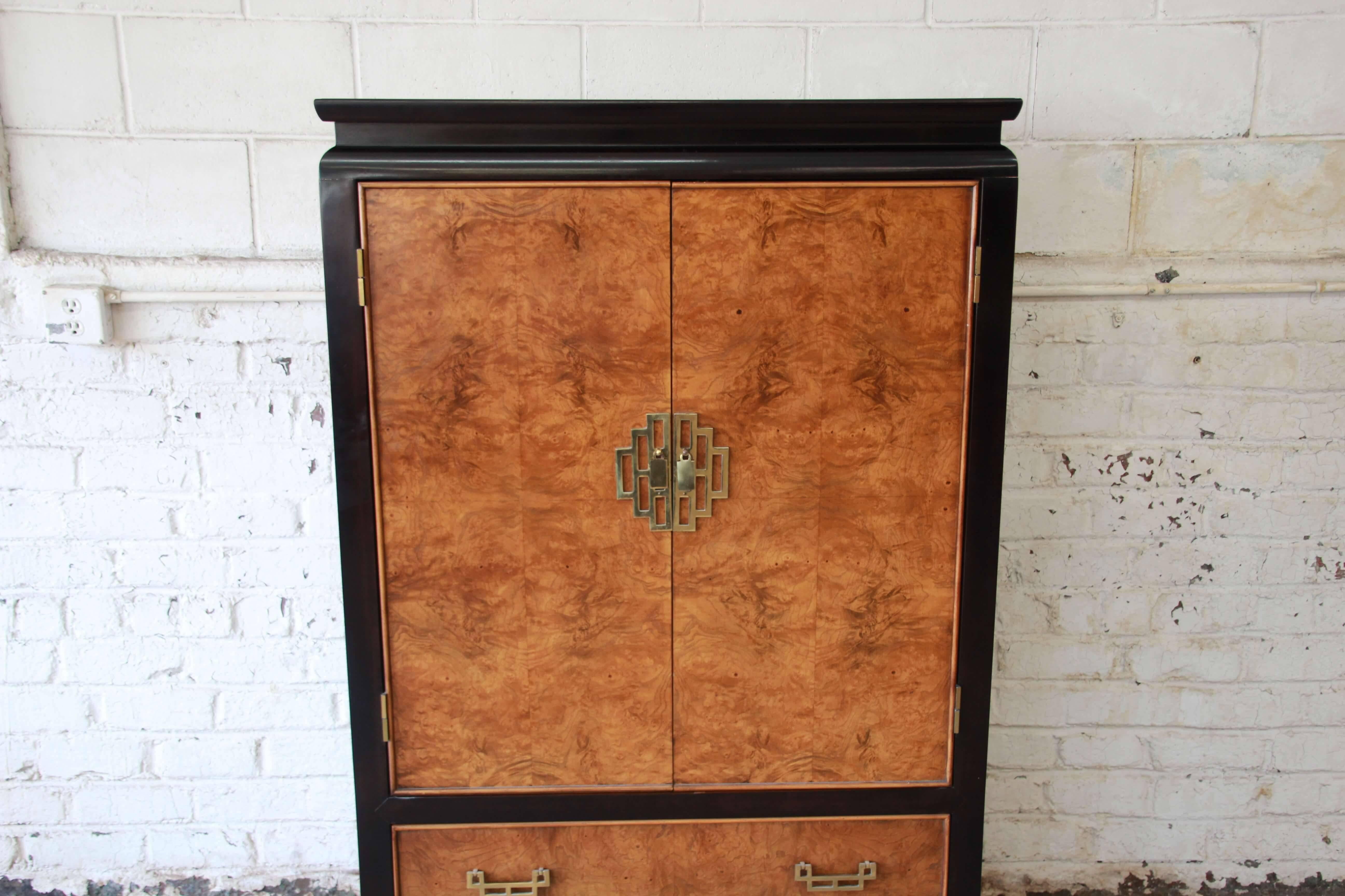 Century Furniture Burl Wood and Black Lacquer Chin Hua Chinoiserie Chest 3