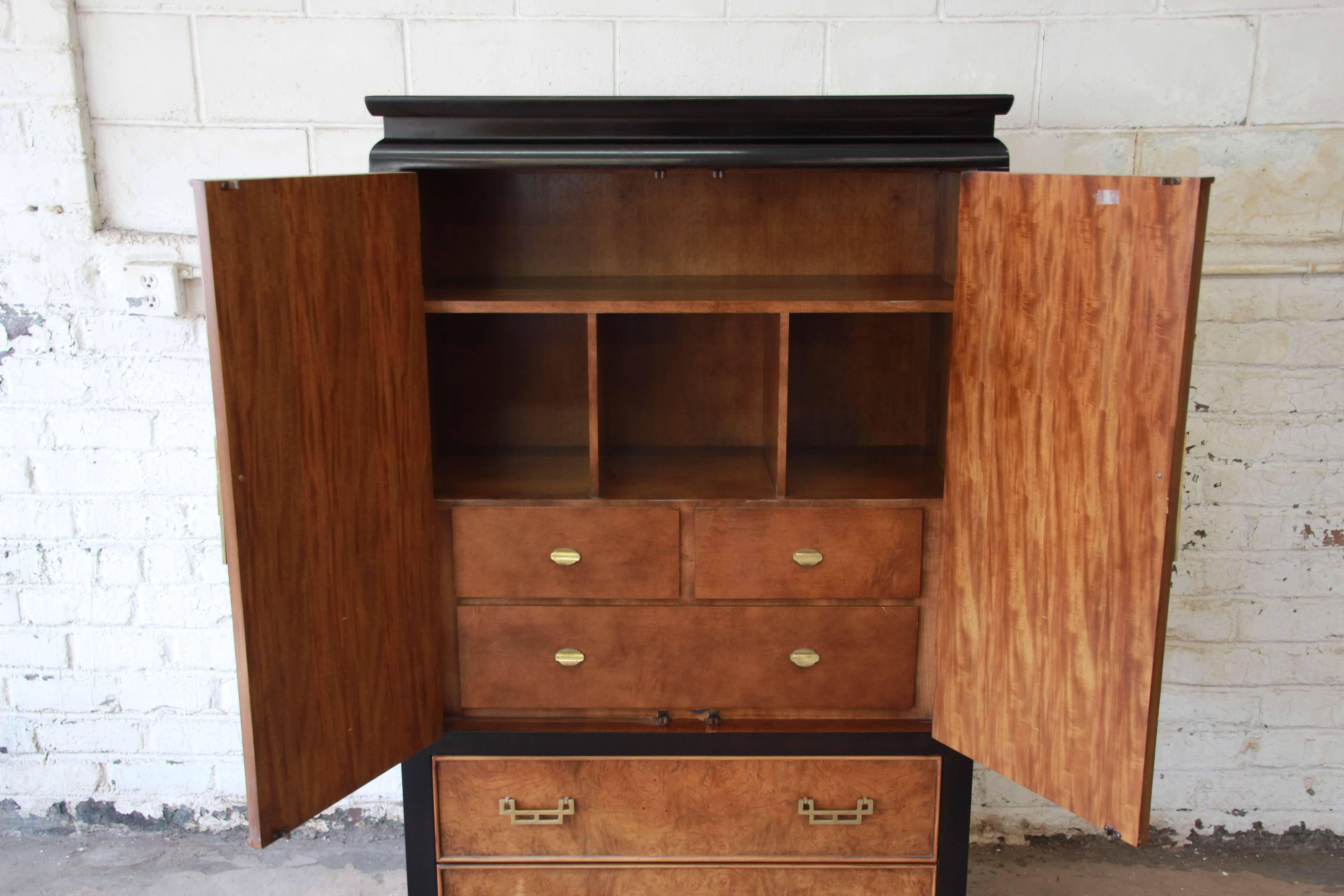 Century Furniture Burl Wood and Black Lacquer Chin Hua Chinoiserie Chest 2