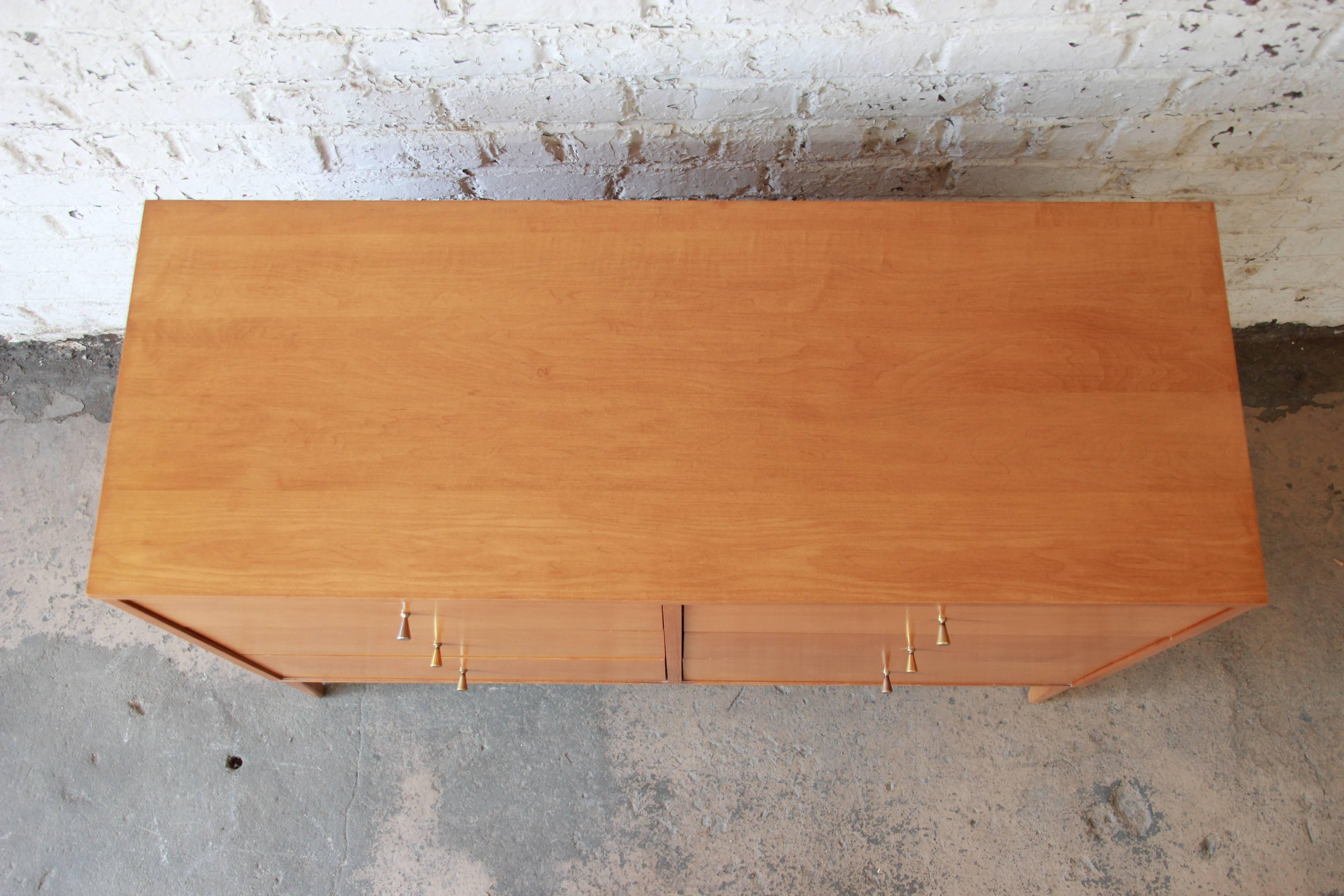 Brass Paul McCobb Planner Group Six-Drawer Dresser for Winchendon Furniture