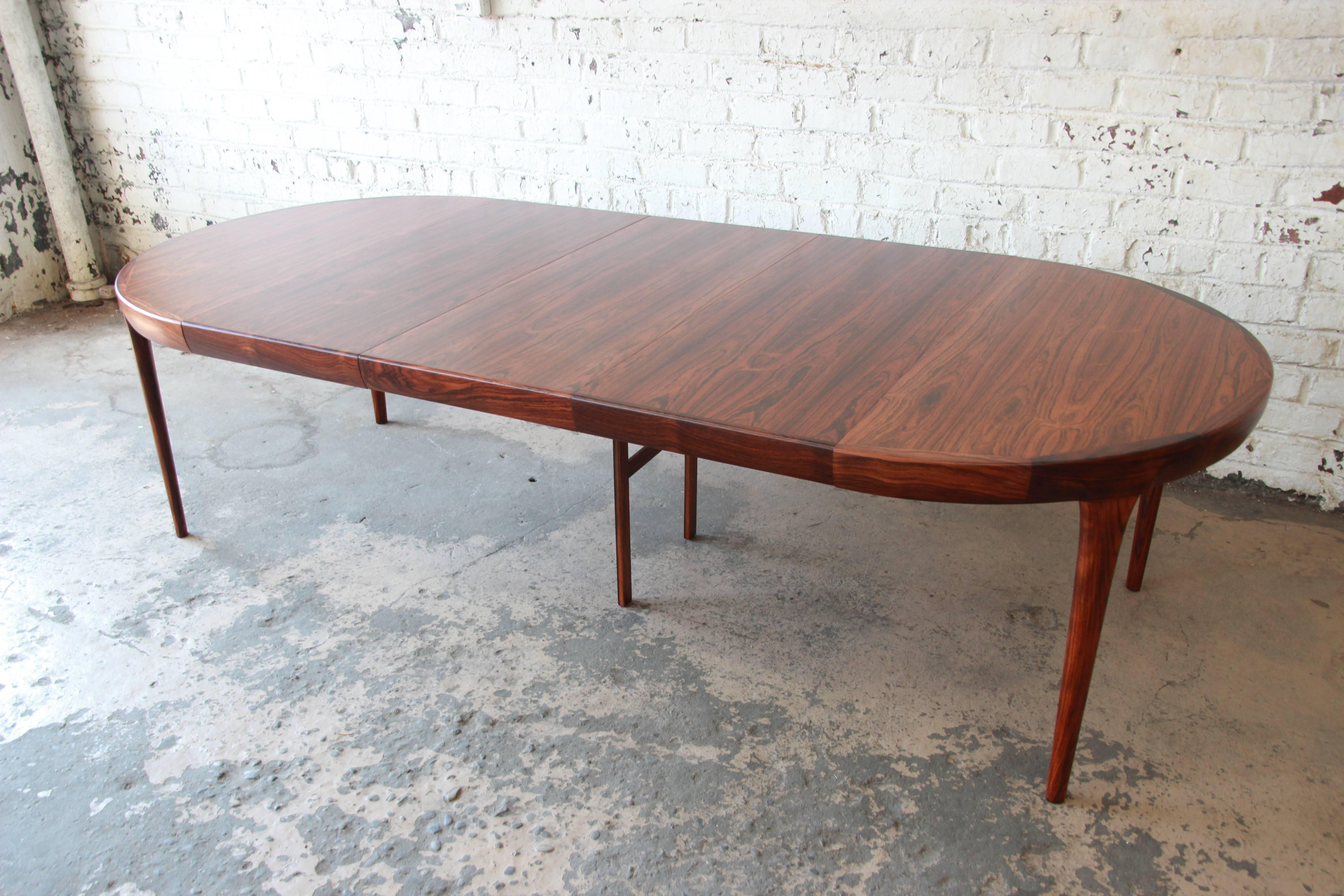 Ib Kofod Larsen Rosewood Extension Dining Table In Excellent Condition In South Bend, IN