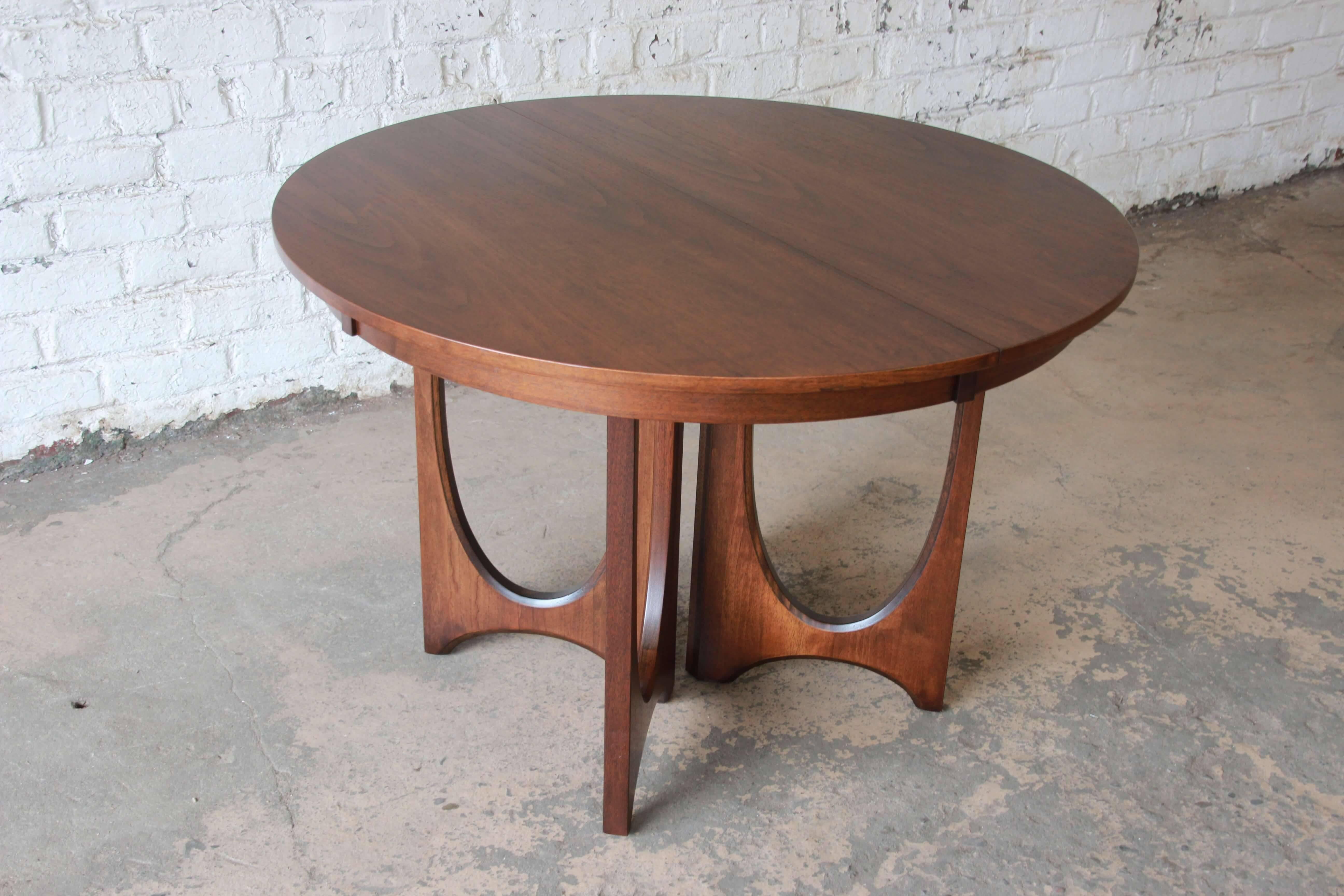 Mid-20th Century Broyhill Brasilia Sculpted Walnut Extension Dining Table