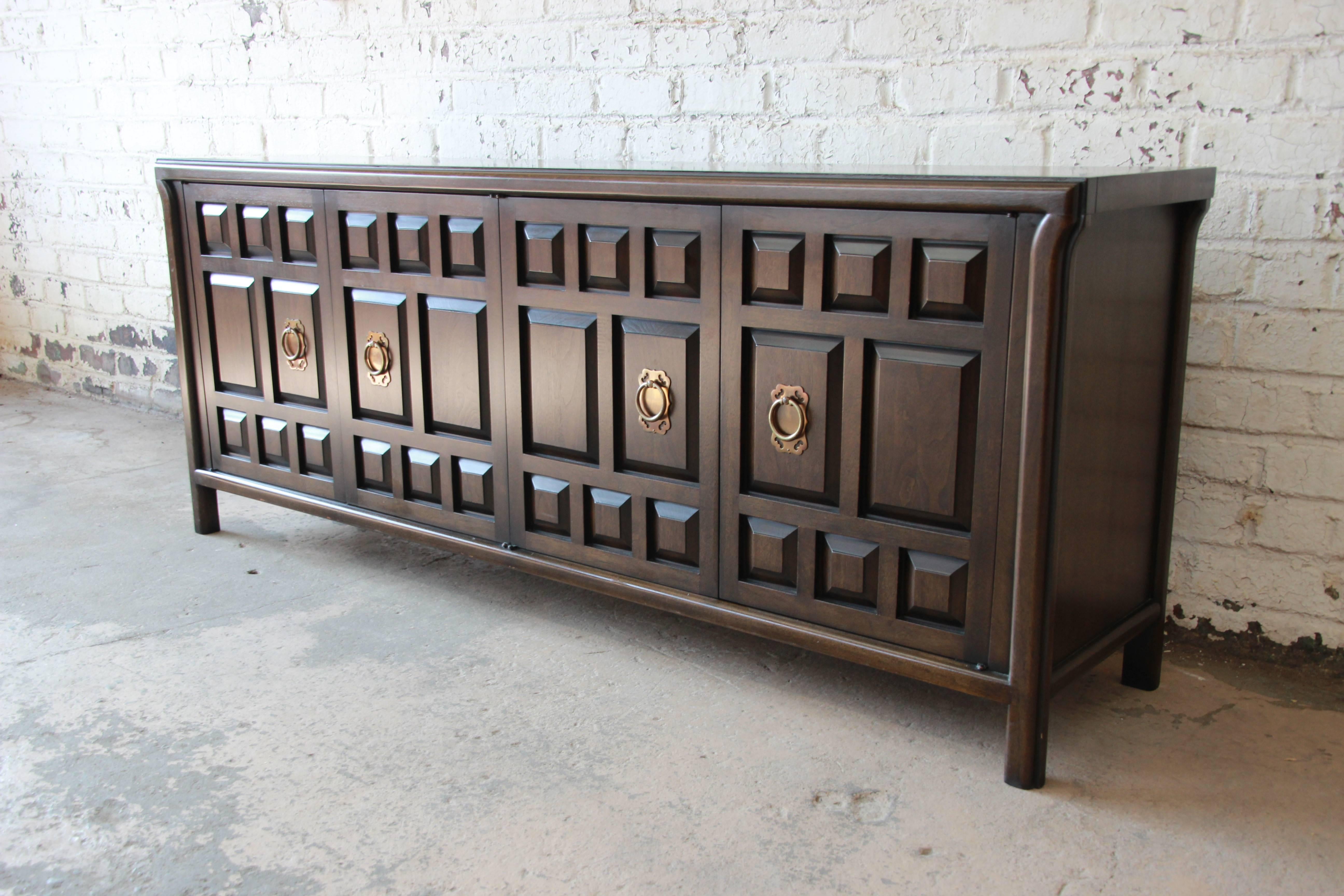 Mid-Century Modern John Widdicomb Dark Walnut Spanish Colonial Style Sideboard