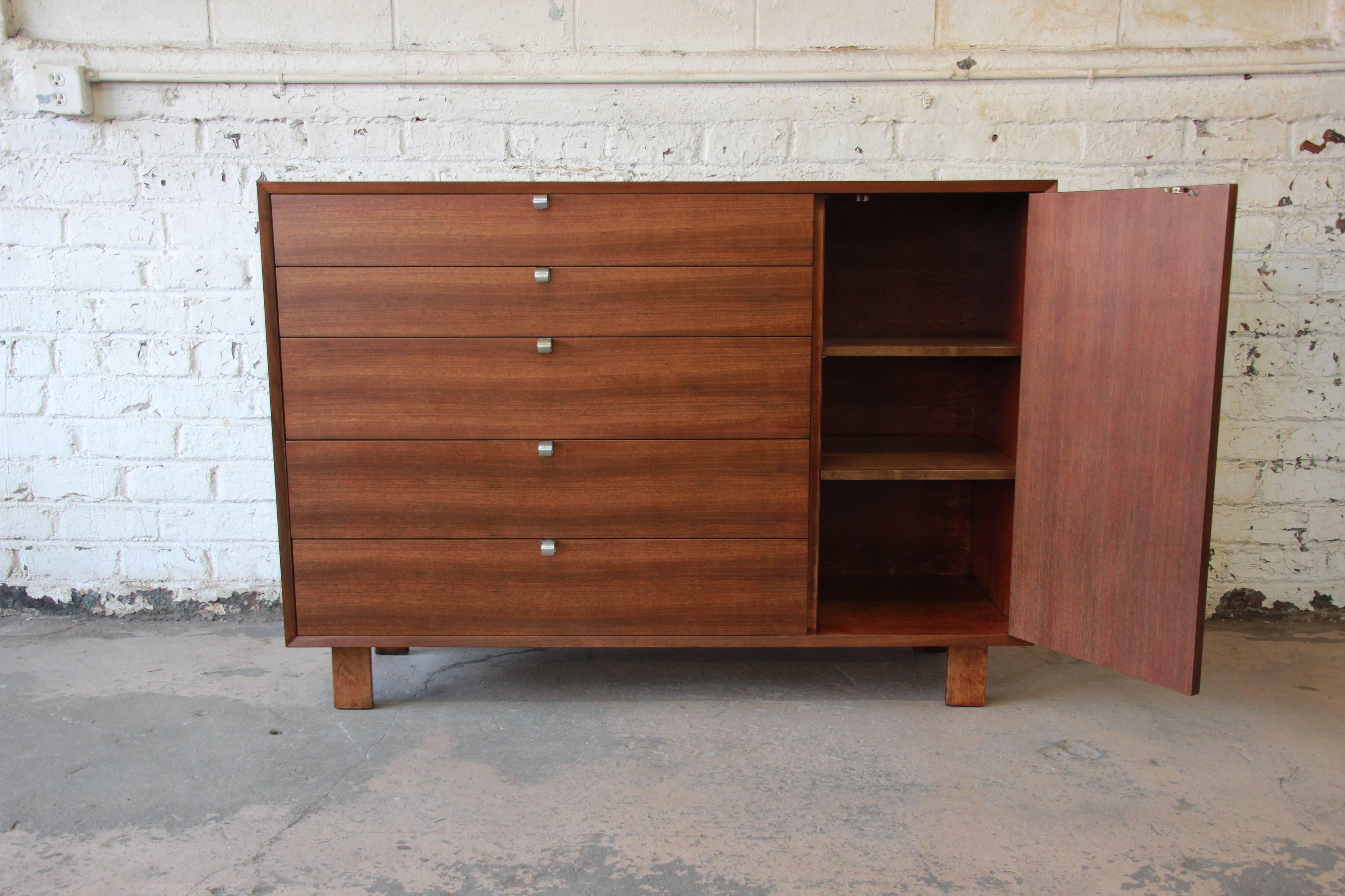 Walnut George Nelson for Herman Miller Sideboard with Glass Front Hutch