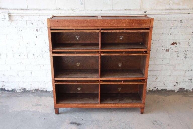 Antique Oak Double Barrister Bookcase by Macey at 1stDibs