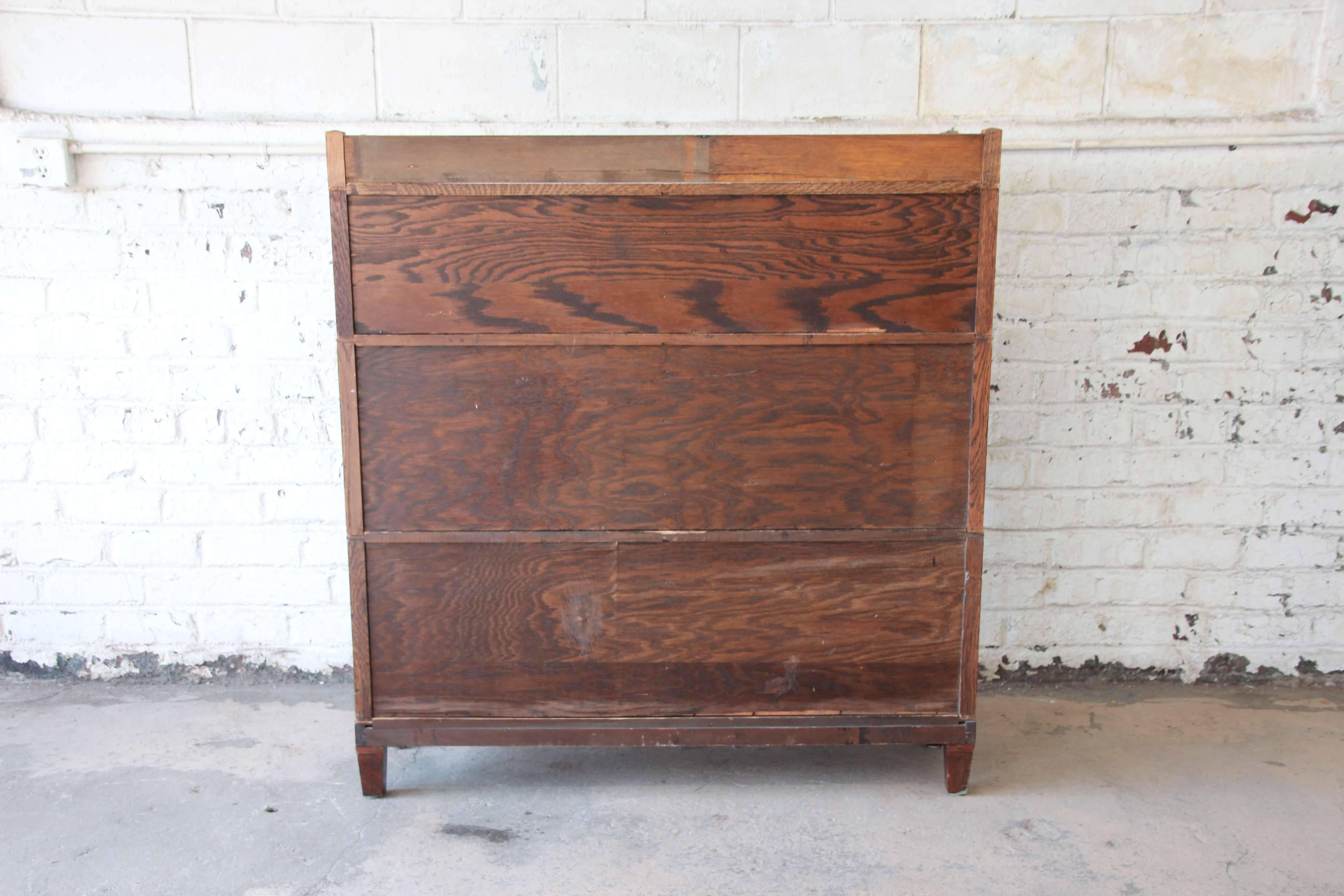 20th Century Antique Oak Double Barrister Bookcase by Macey
