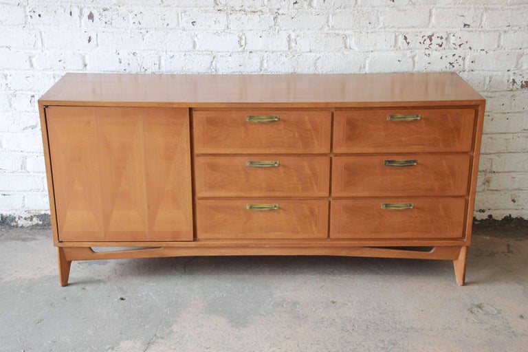 Mid Century Modern Parquetry Credenza By Red Lion For Sale At 1stdibs