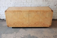 Milo Baughman Style Burled Olivewood Credenza by Henredon