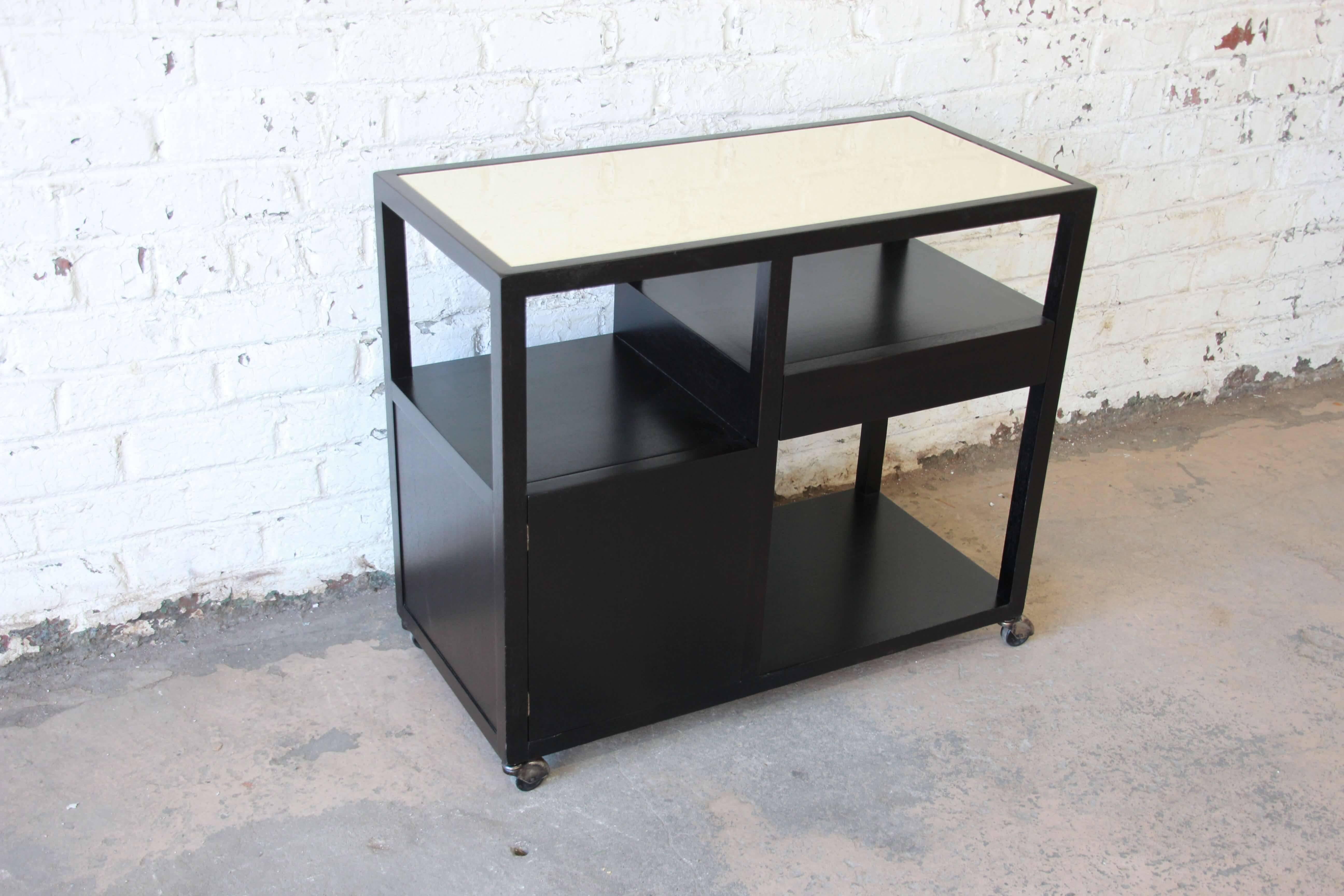 Harvey Probber Mid-Century Modern Ebonized Mahogany Bar Cart In Excellent Condition In South Bend, IN
