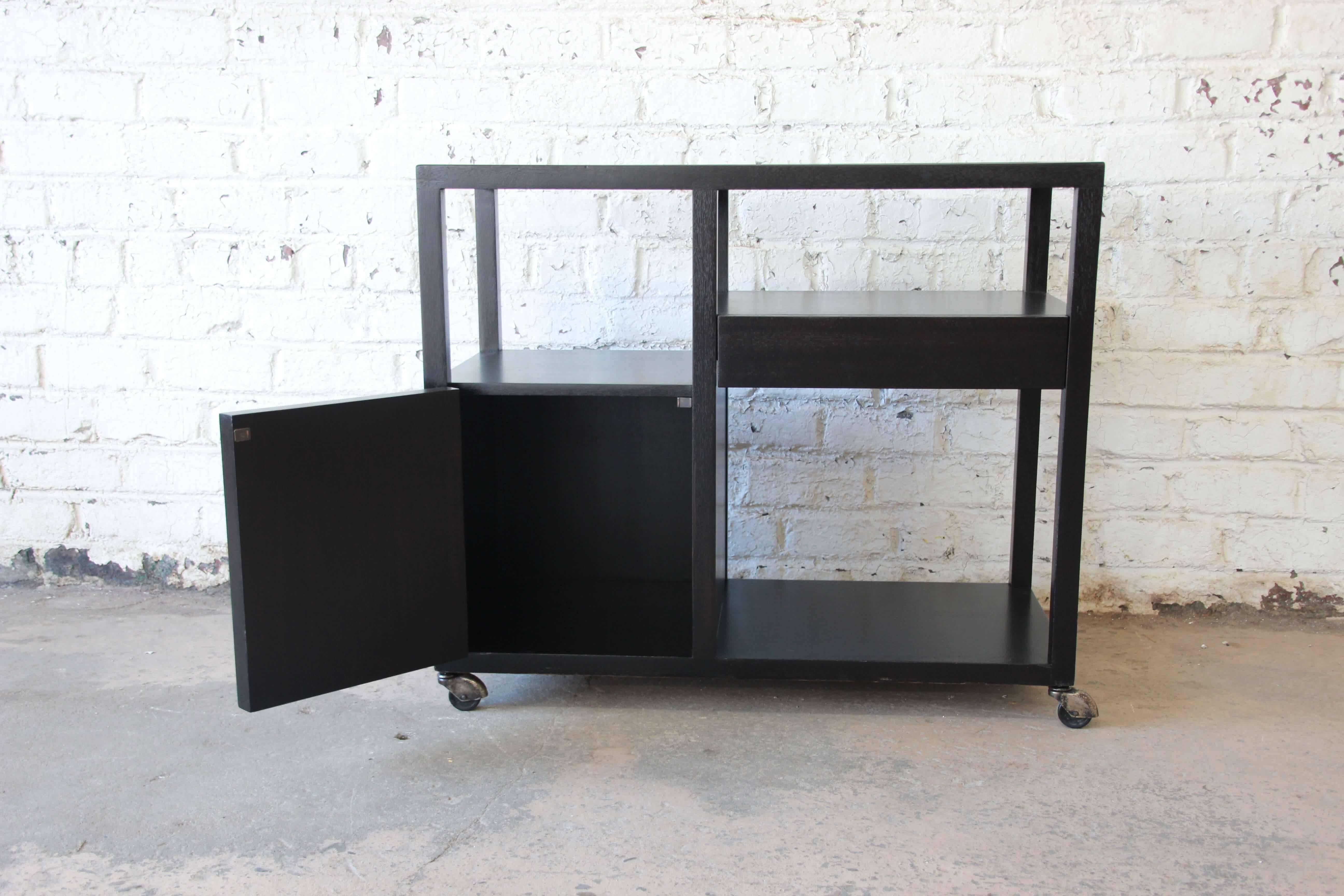 Mid-20th Century Harvey Probber Mid-Century Modern Ebonized Mahogany Bar Cart