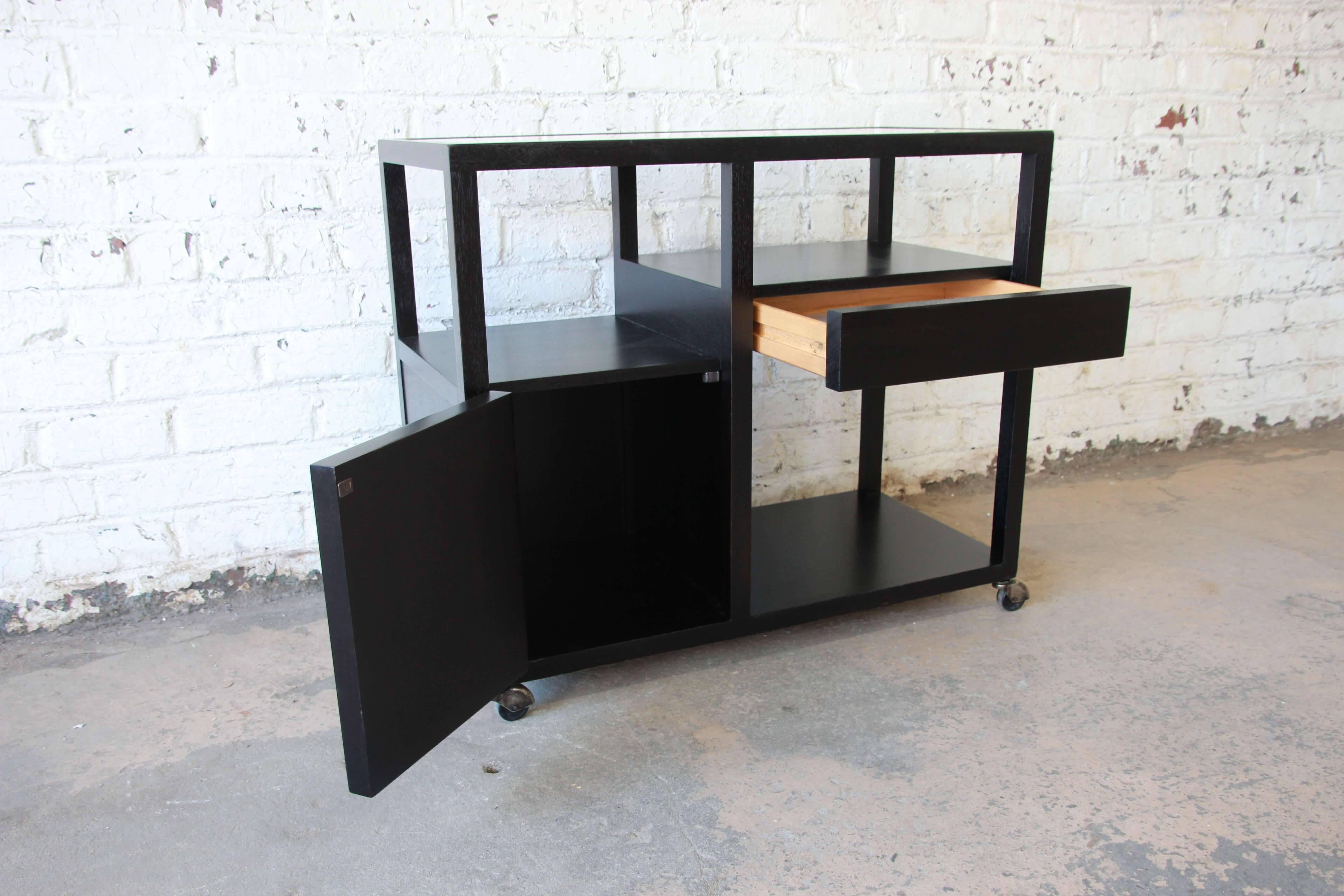 Harvey Probber Mid-Century Modern Ebonized Mahogany Bar Cart 1