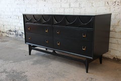 Broyhill Brasilia Mid-Century Modern Dresser or Credenza in Black Lacquer