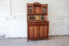 Austrian Arts & Crafts Sideboard Hutch with Inlaid Brass, Ebony and Bone