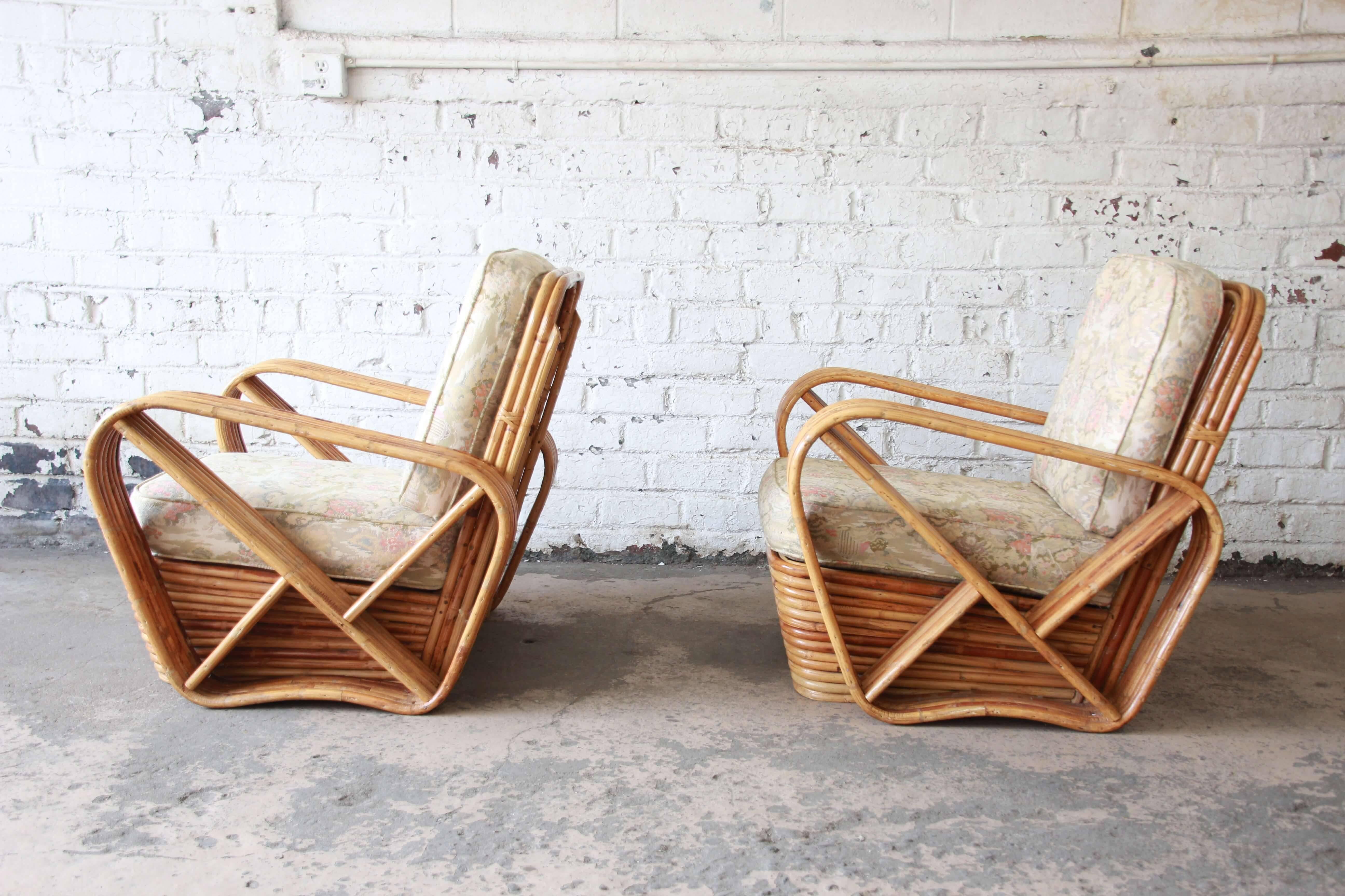 Pair of Bamboo Pretzel Chairs Attributed to Paul Frankl 1