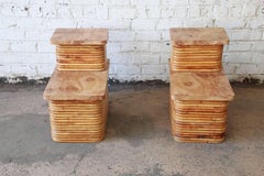 Bamboo End Tables in the Style of Paul Frankl, Pair