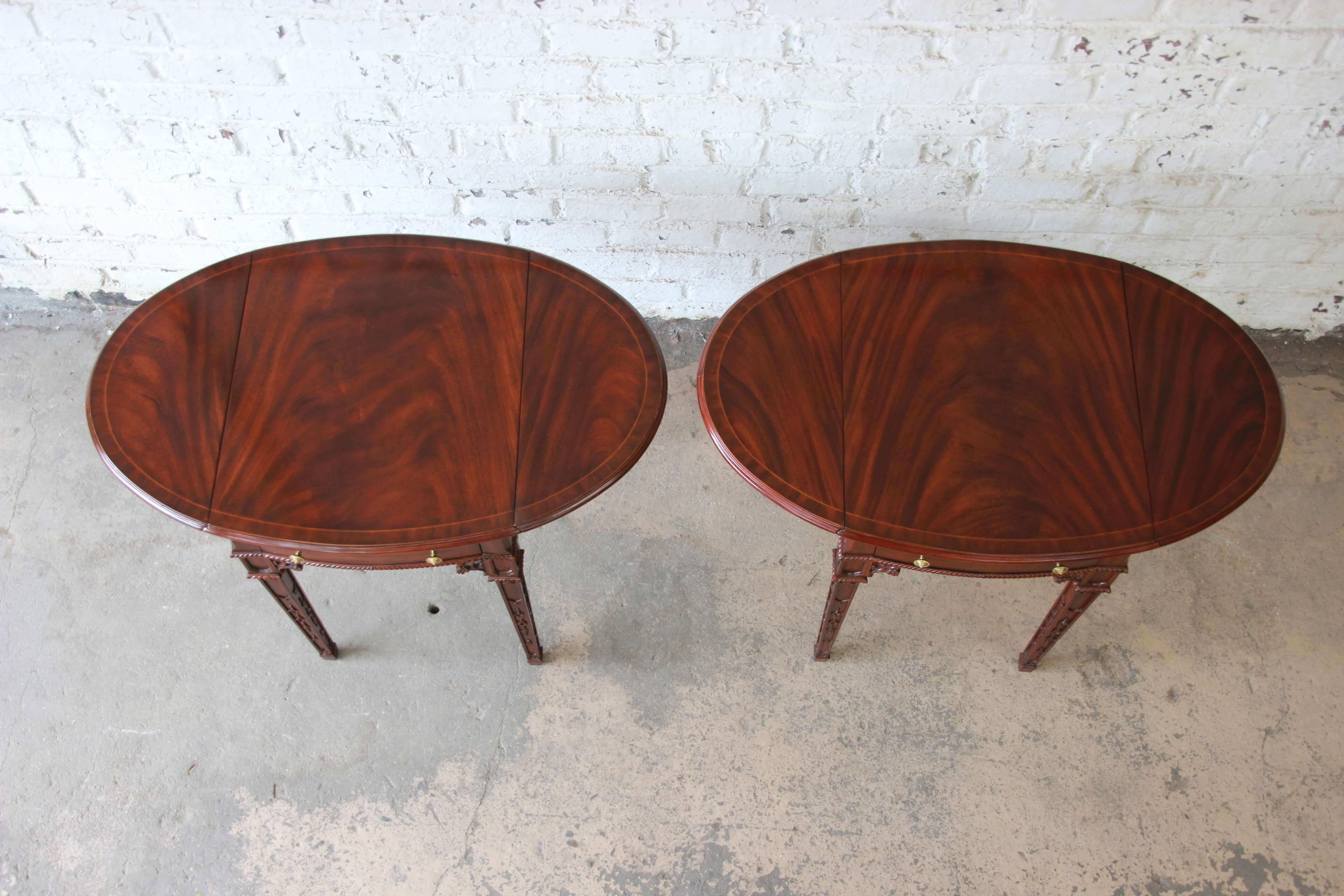 Contemporary Pair of Mahogany End Tables by Maitland-Smith