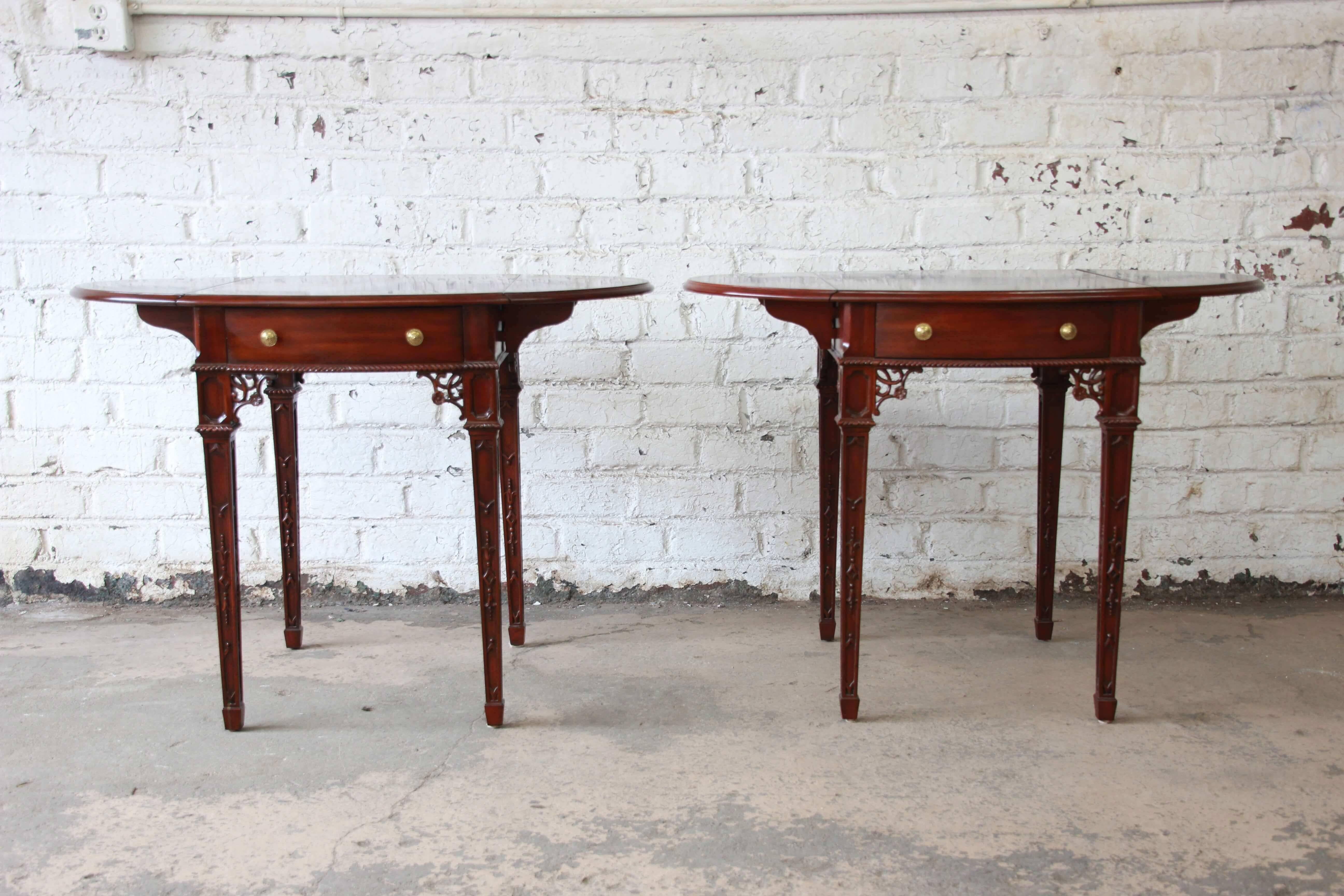 Edwardian Pair of Mahogany End Tables by Maitland-Smith