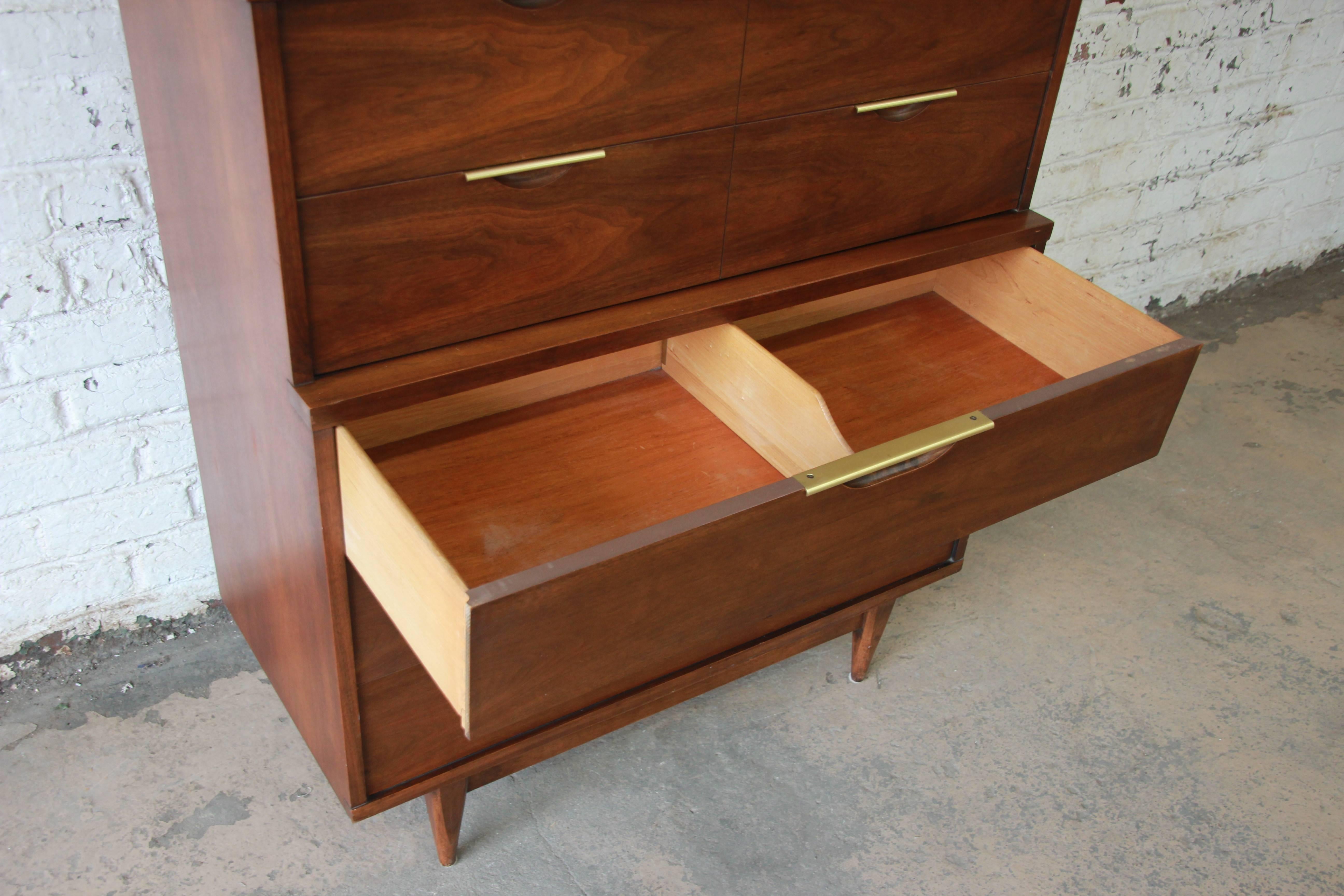 Mid-Century Modern Walnut Highboy Dresser by Kent Coffey 1