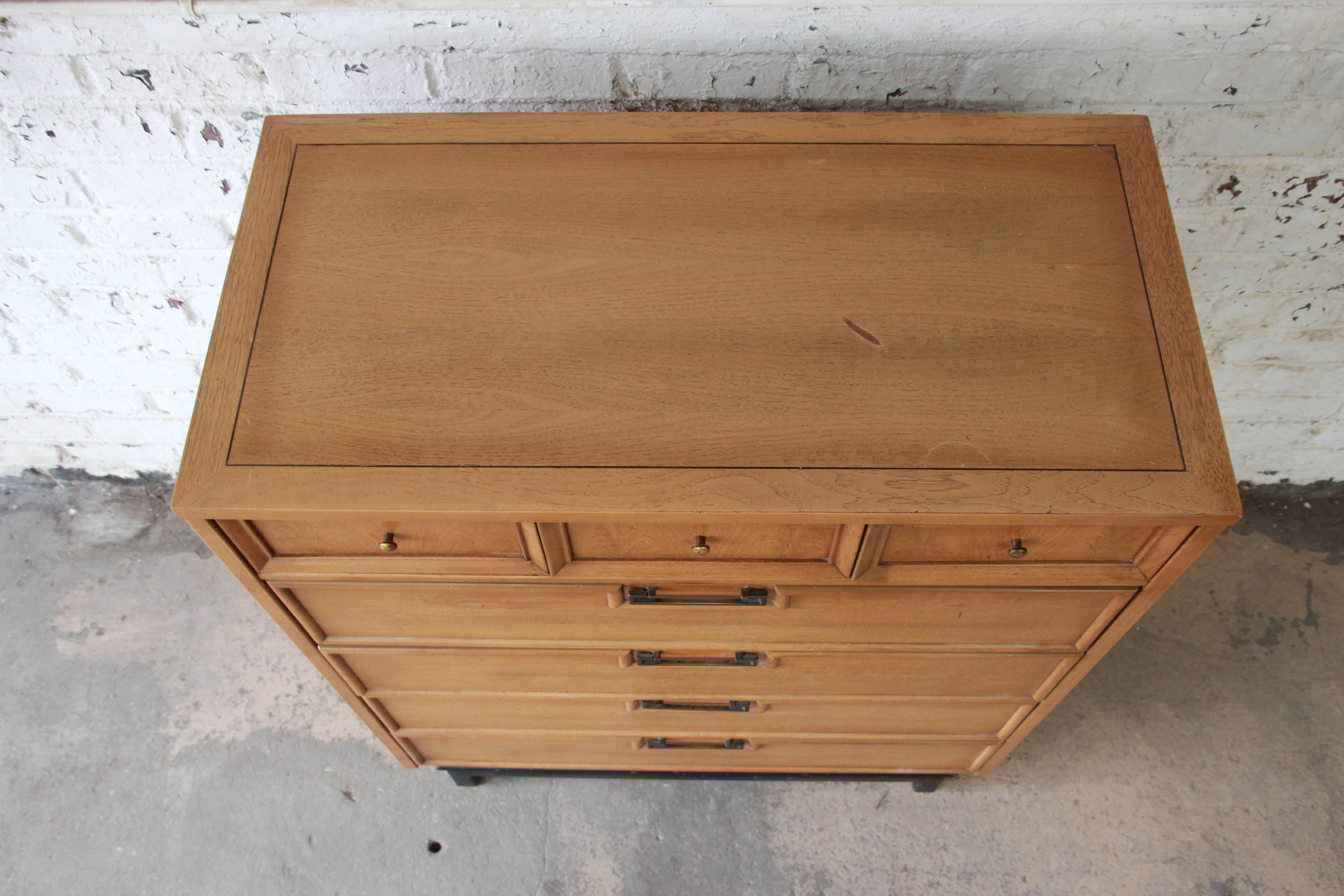 Mid-Century Modern Chinoiserie Highboy Dresser by American of Martinsville 2