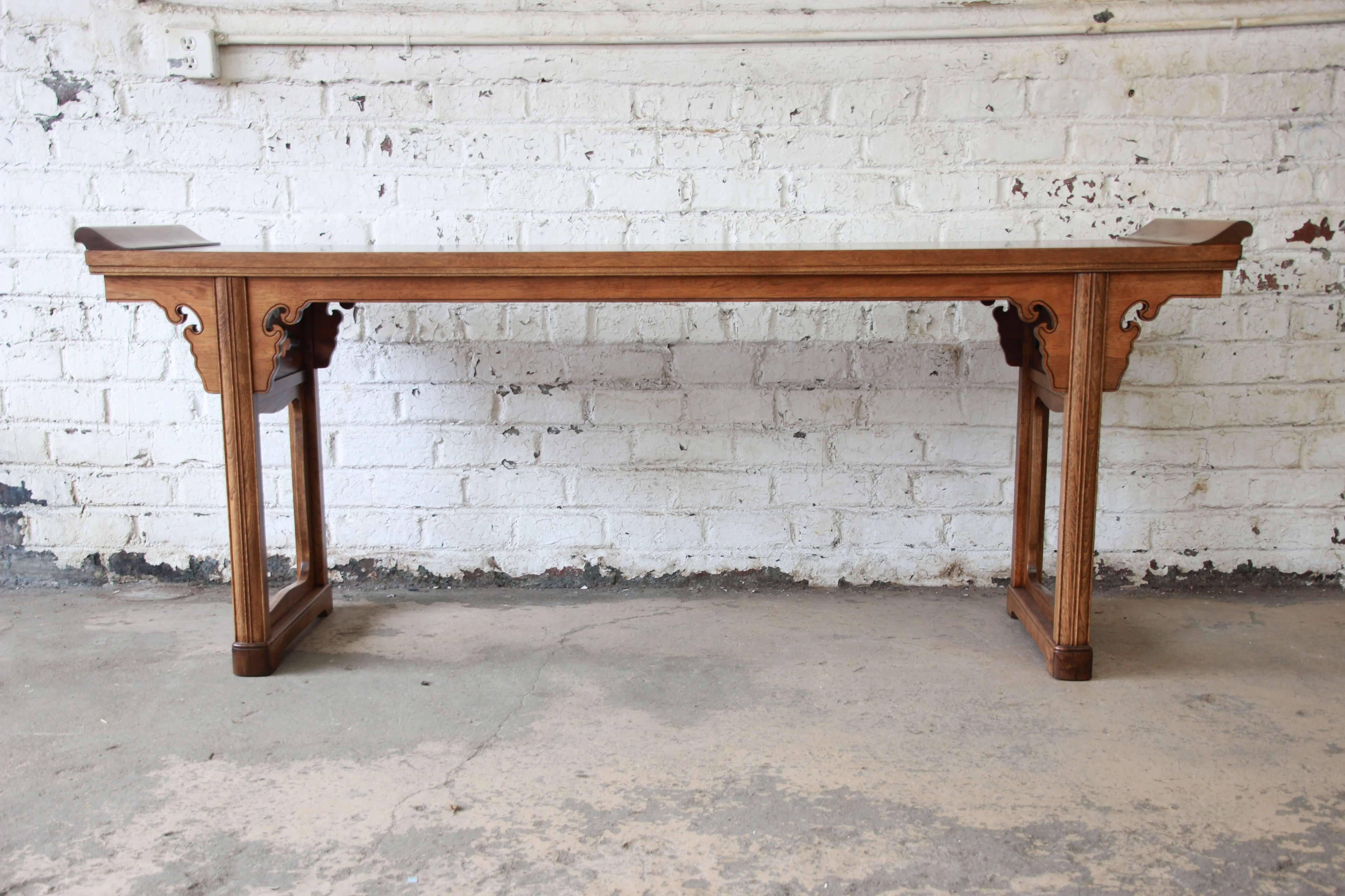 British Colonial Beautiful Burled Altar Table by Baker