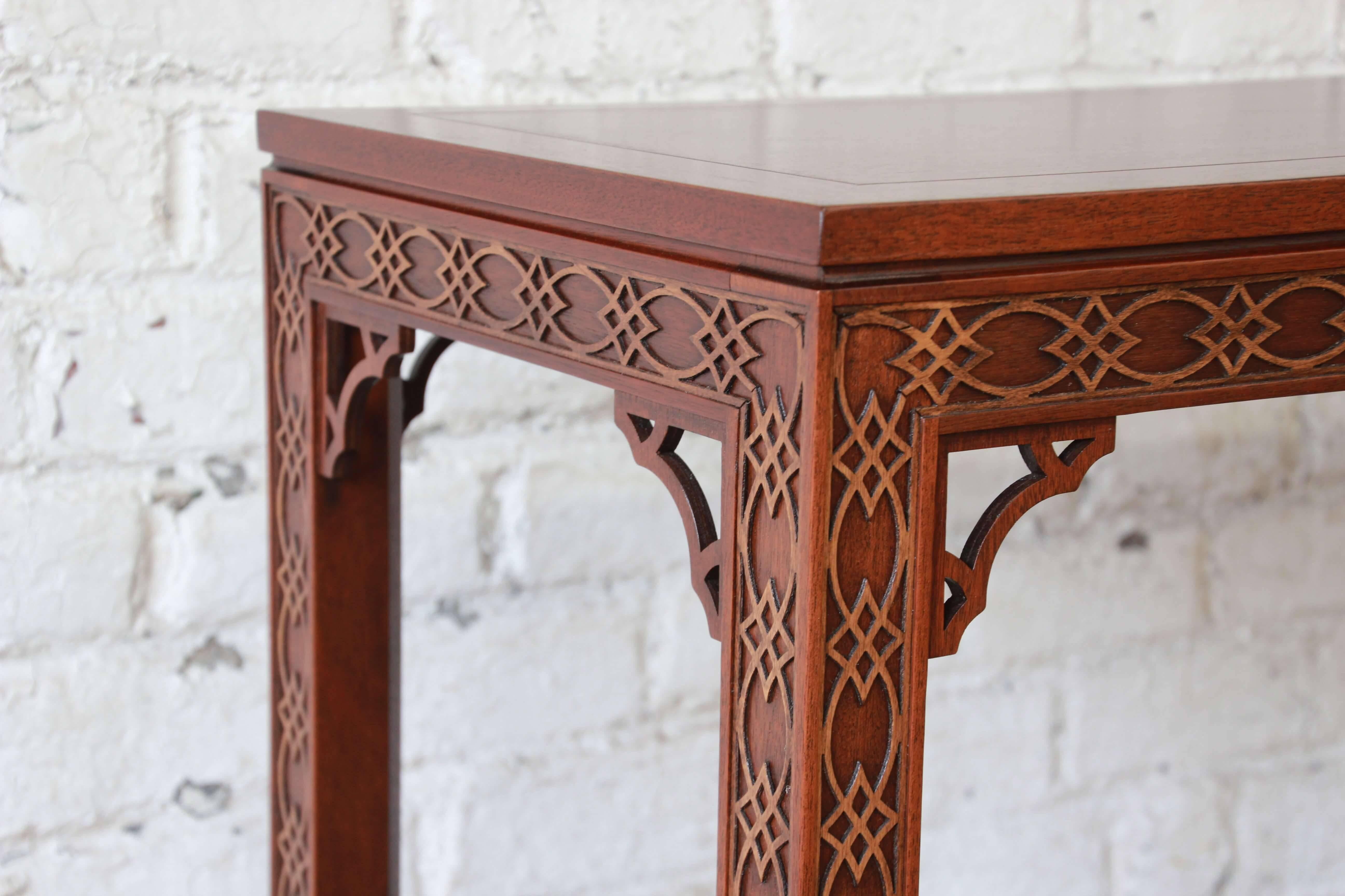 Fine Carved Mahogany Chinese Chippendale Hall Table by Kindel 2