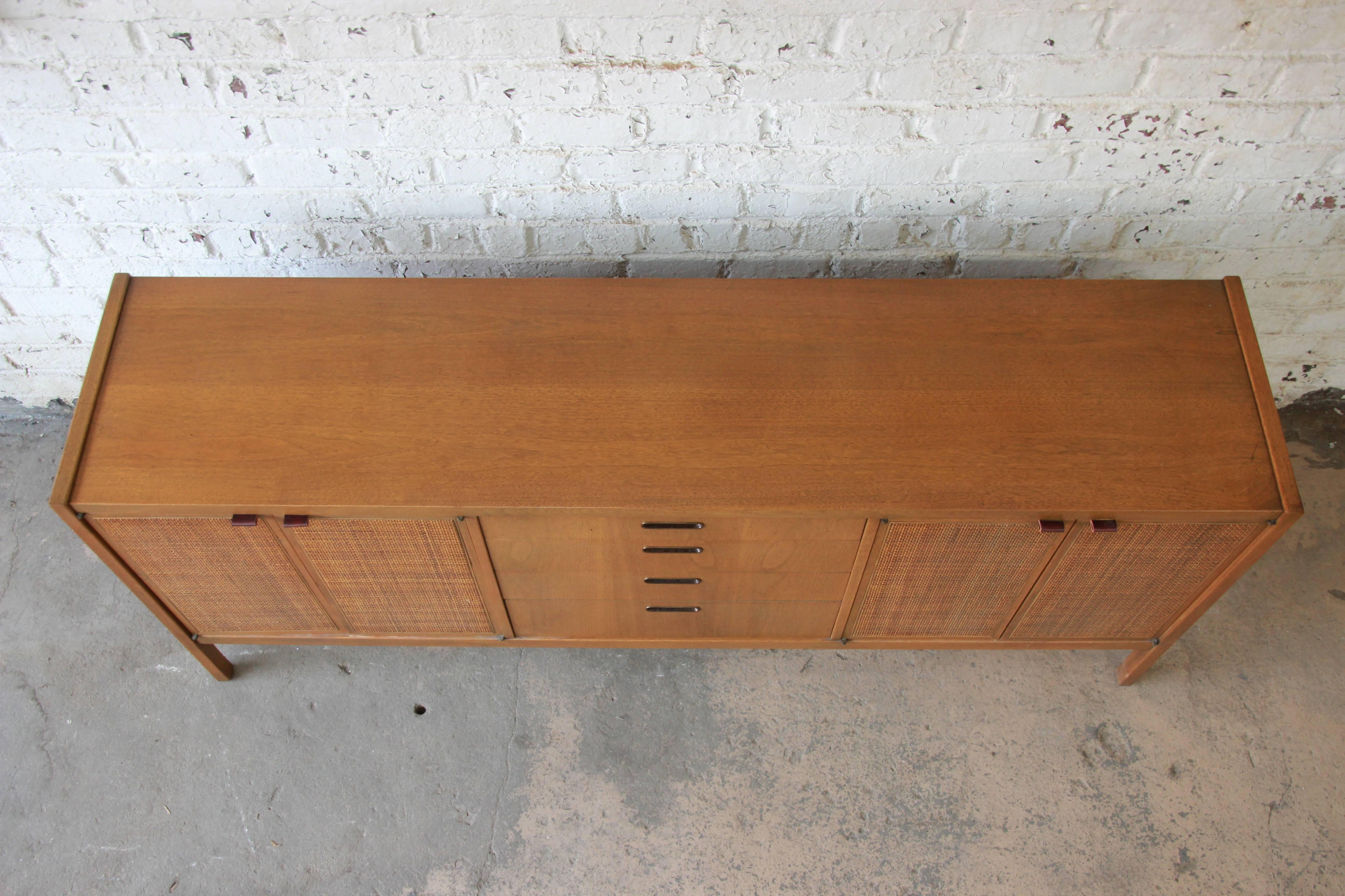 Mid-Century Modern Woven Front Credenza by Founders 1