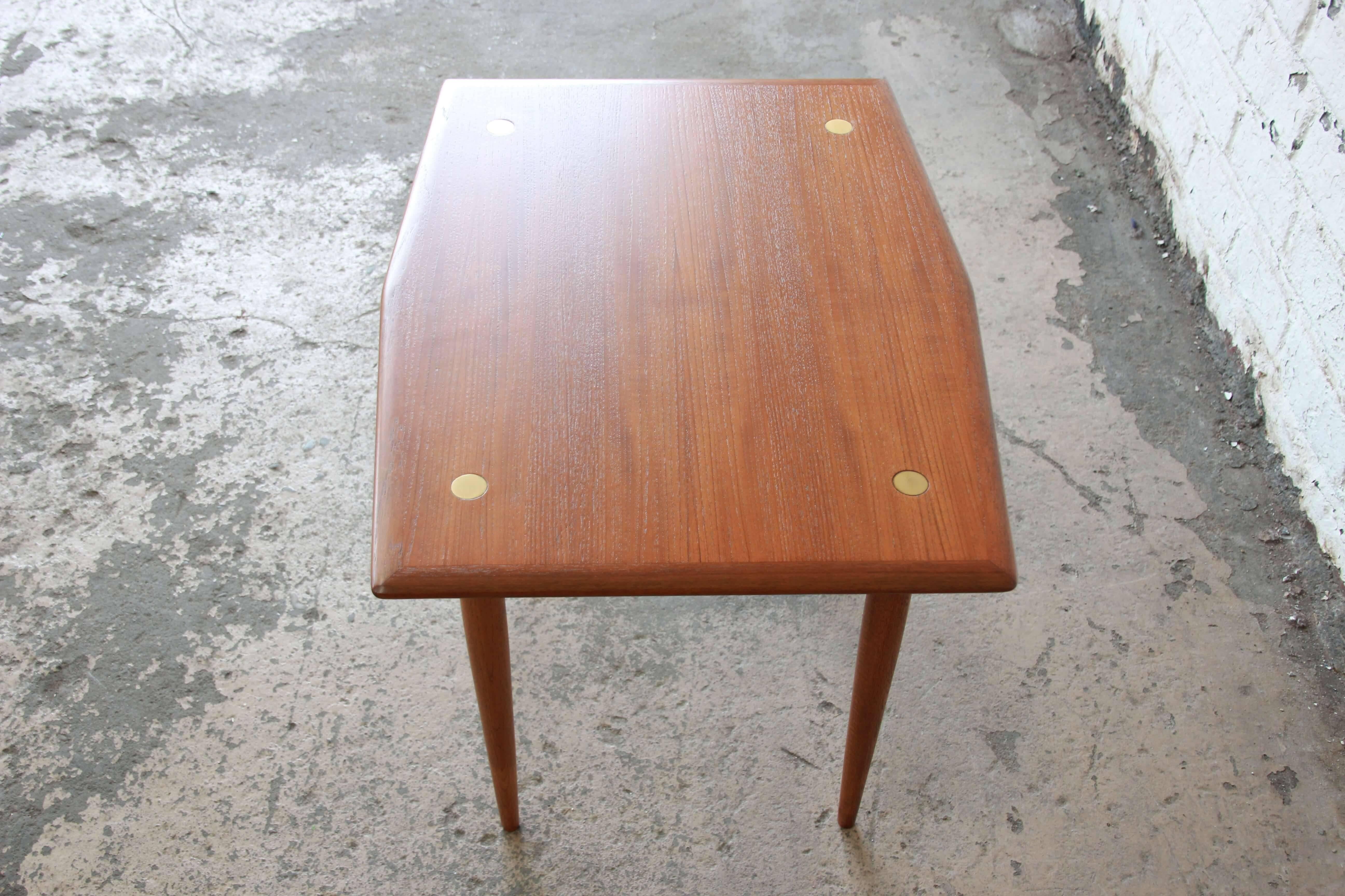Swedish Modern Teak and Brass Side Table by Dux 1