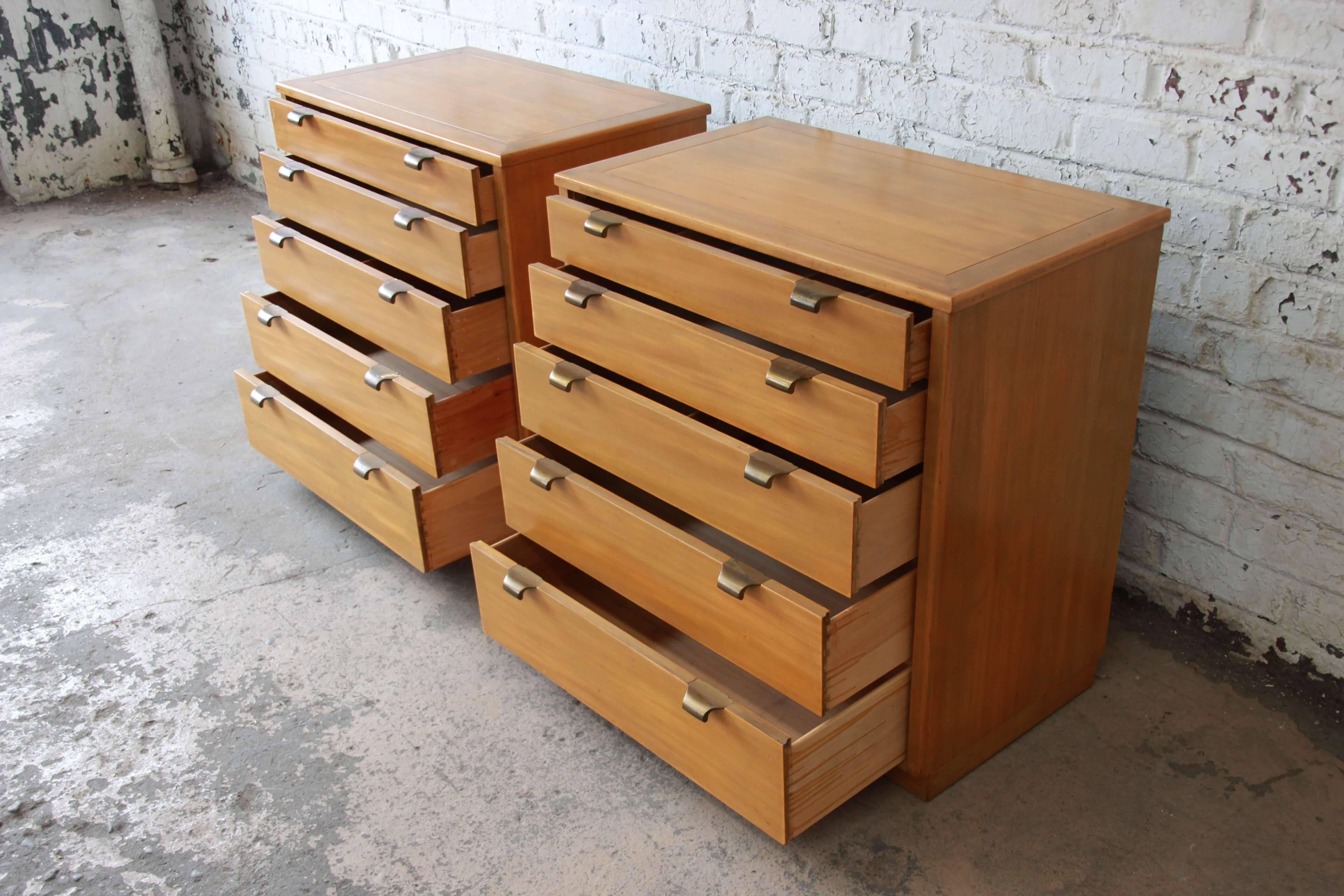 Elm Pair of Edward Wormley Bachelor Chests, 1949