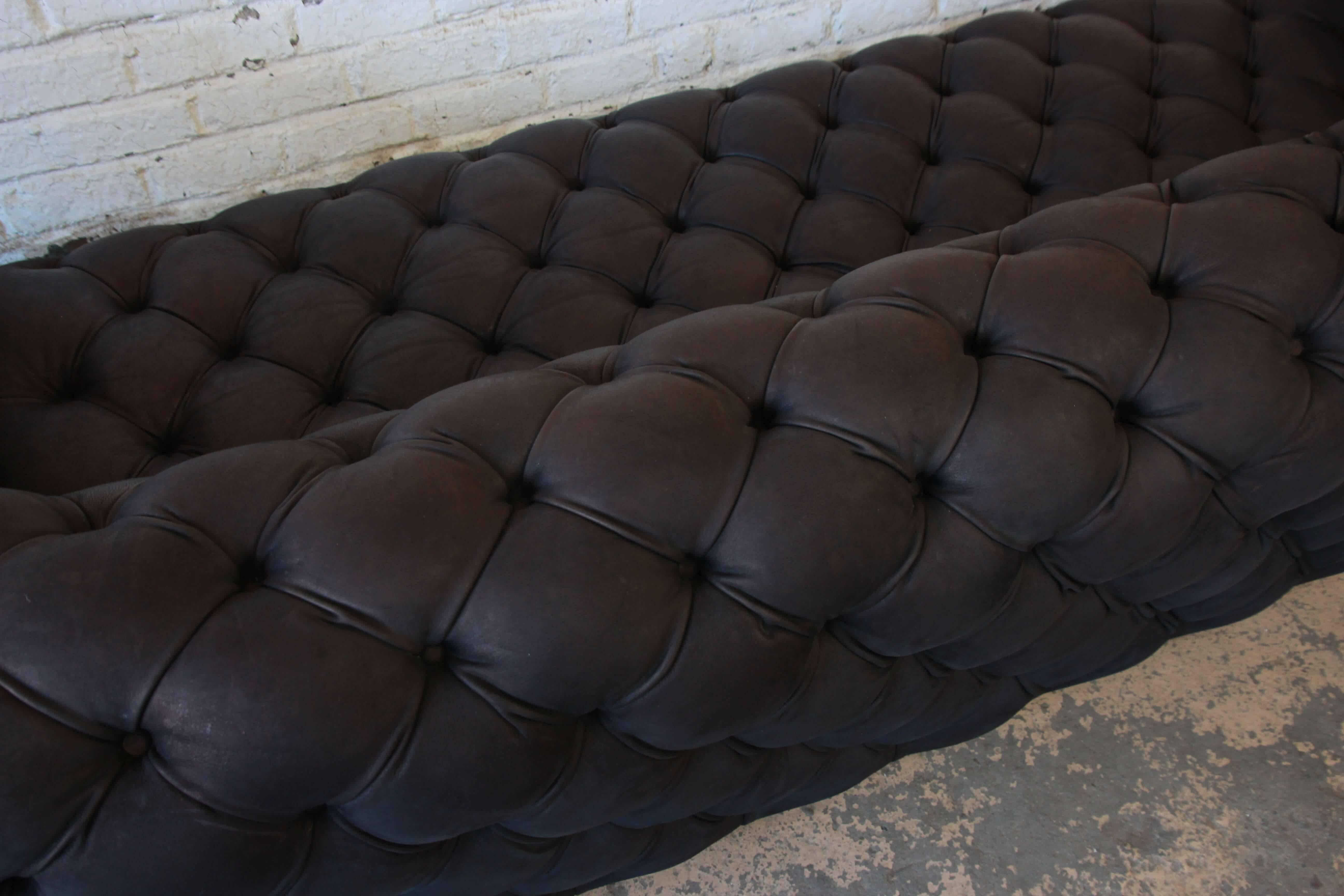 Italian Tufted Black Leather Chester Moon Sofa by Paola Navone for Baxter 1
