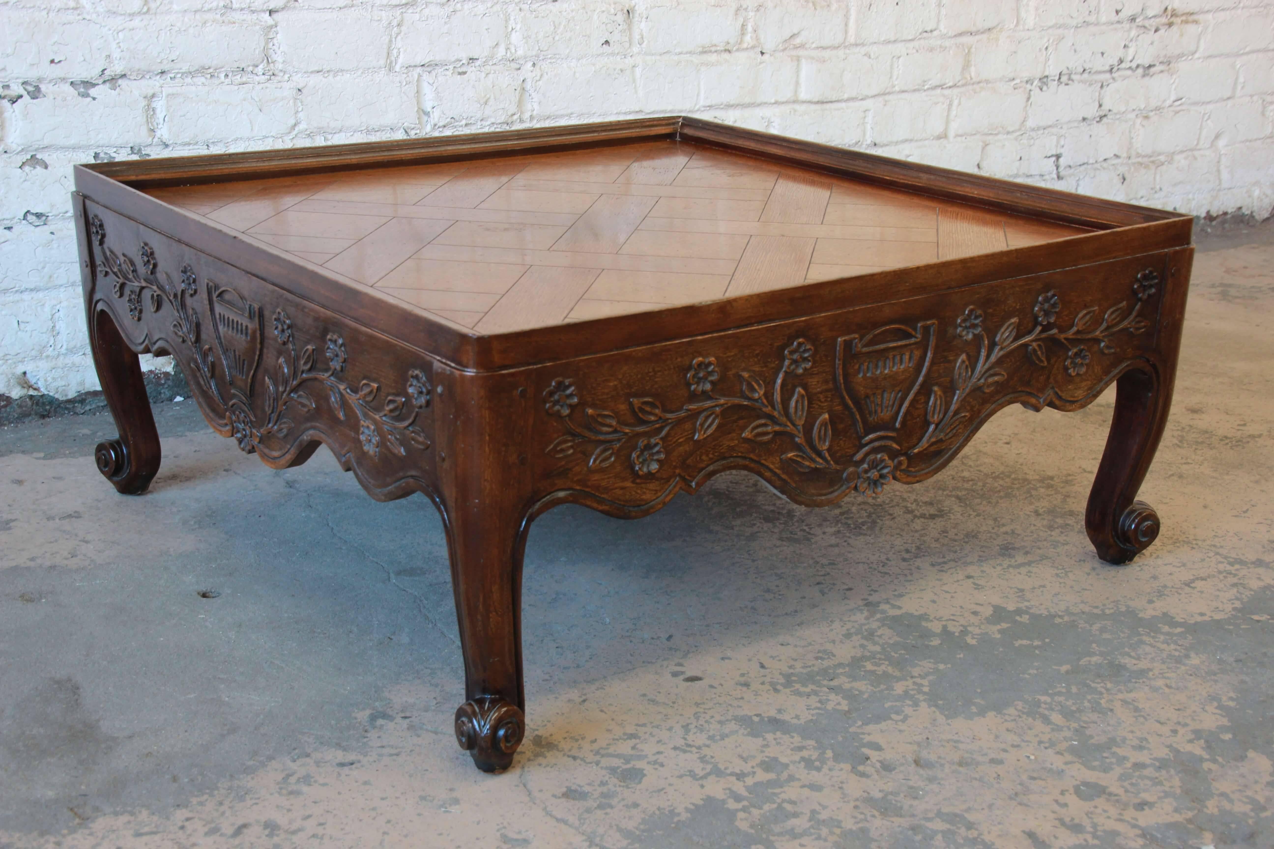 square french country coffee table