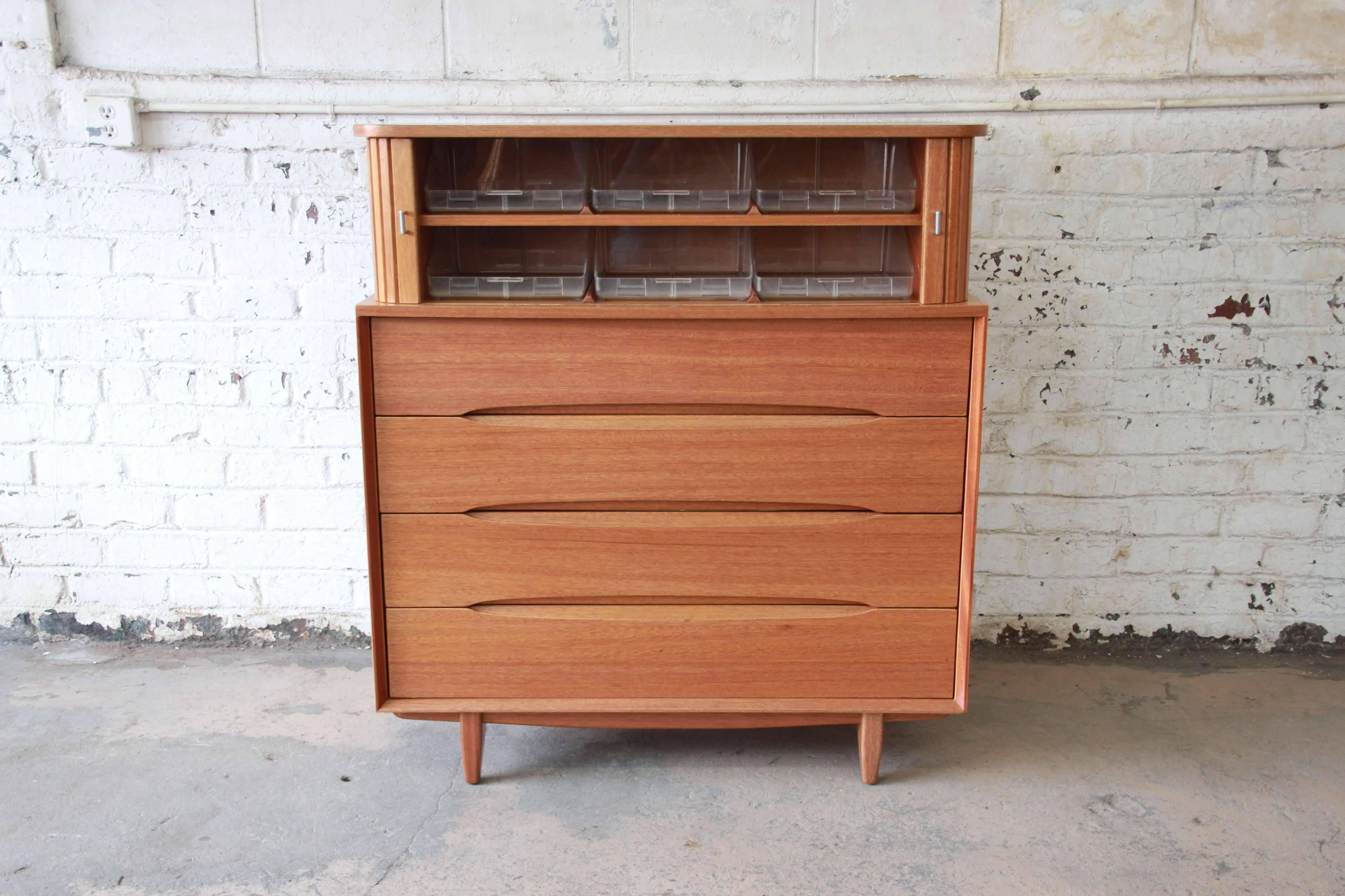 Mid-20th Century Paul Laszlo for Brown Saltman Mid-Century Modern Tambour Door Ten-Drawer Dresser