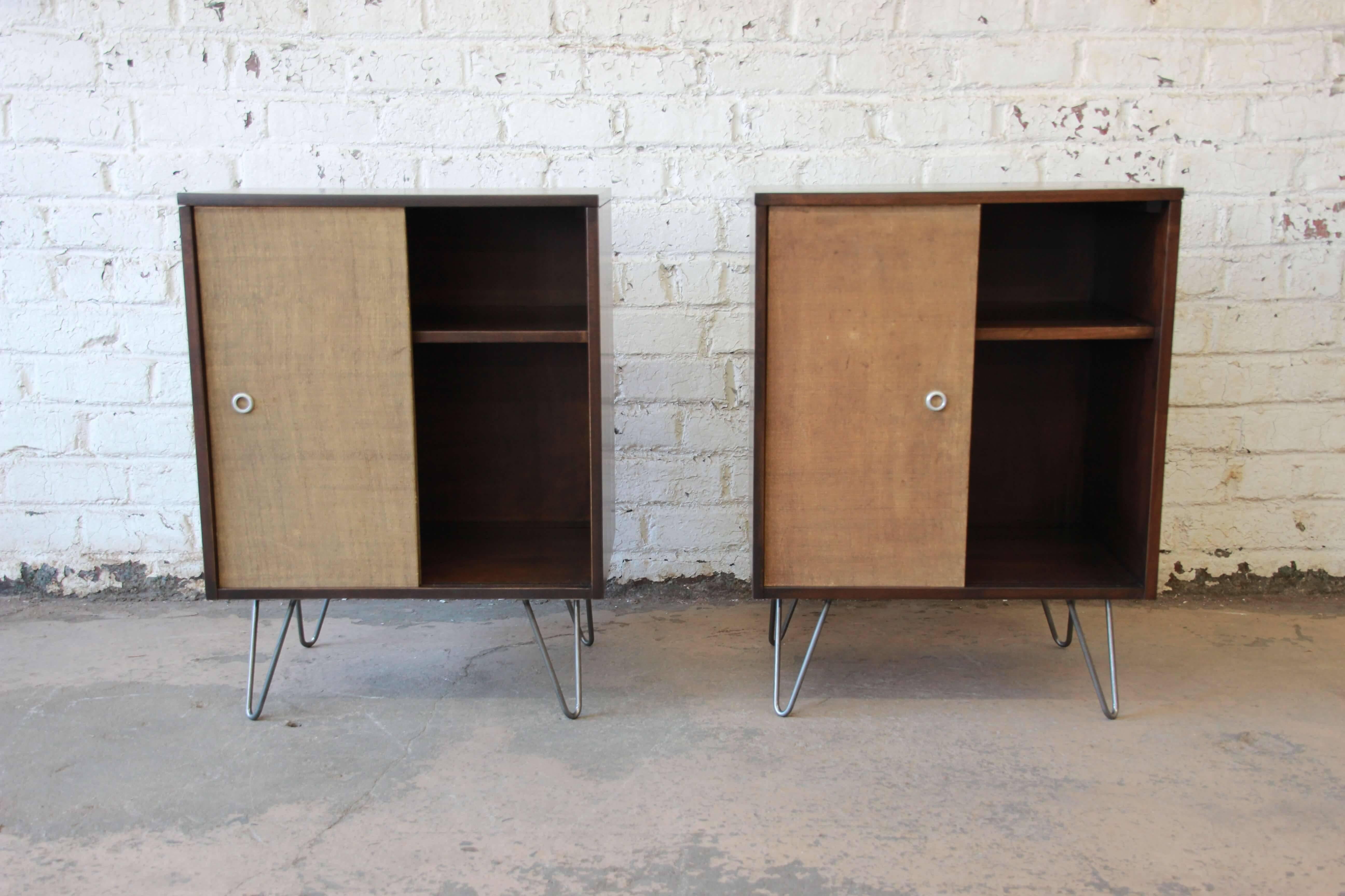 Mid-20th Century Pair of Paul McCobb Planner Group Cabinets on Hairpin Legs