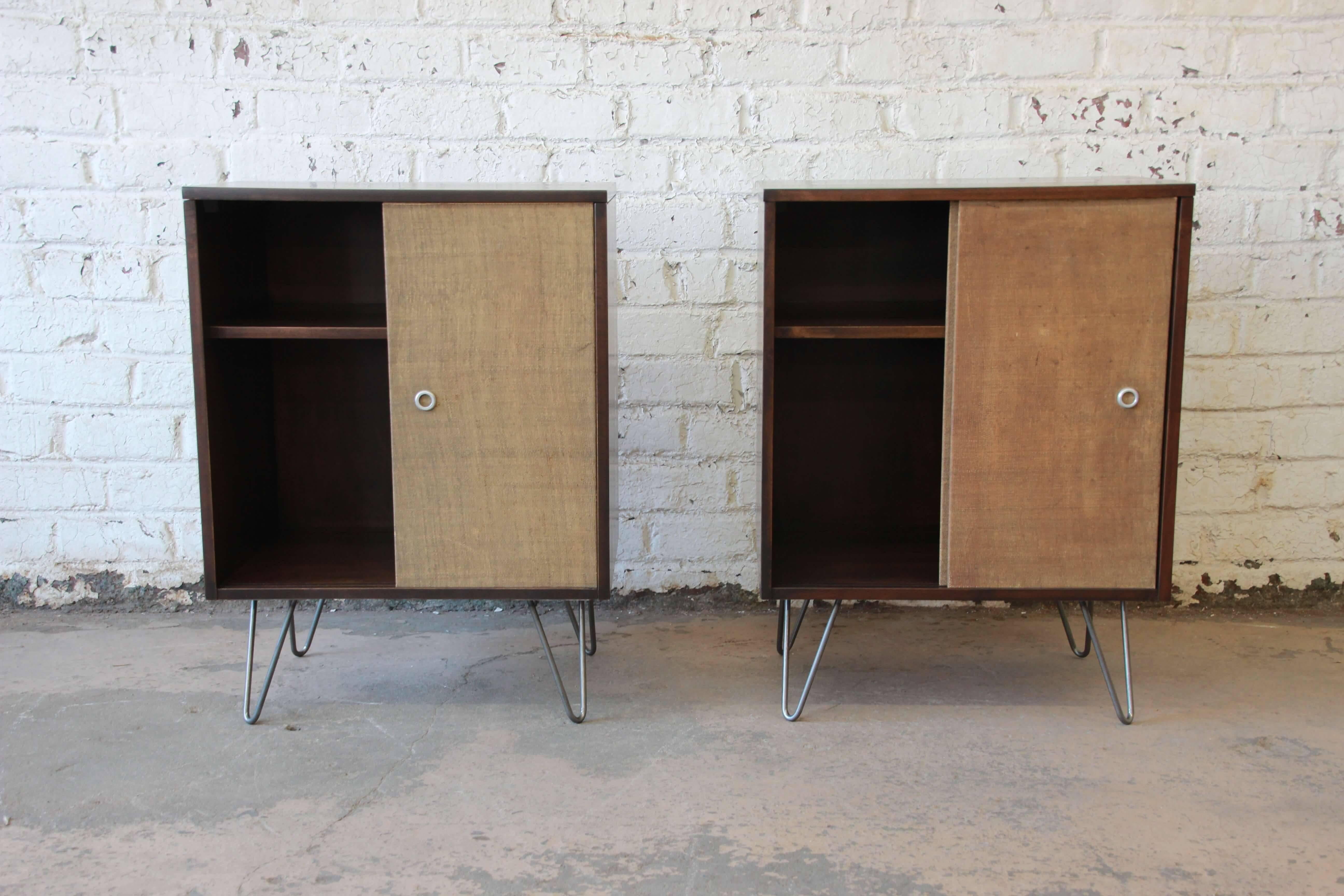 Pair of Paul McCobb Planner Group Cabinets on Hairpin Legs In Excellent Condition In South Bend, IN