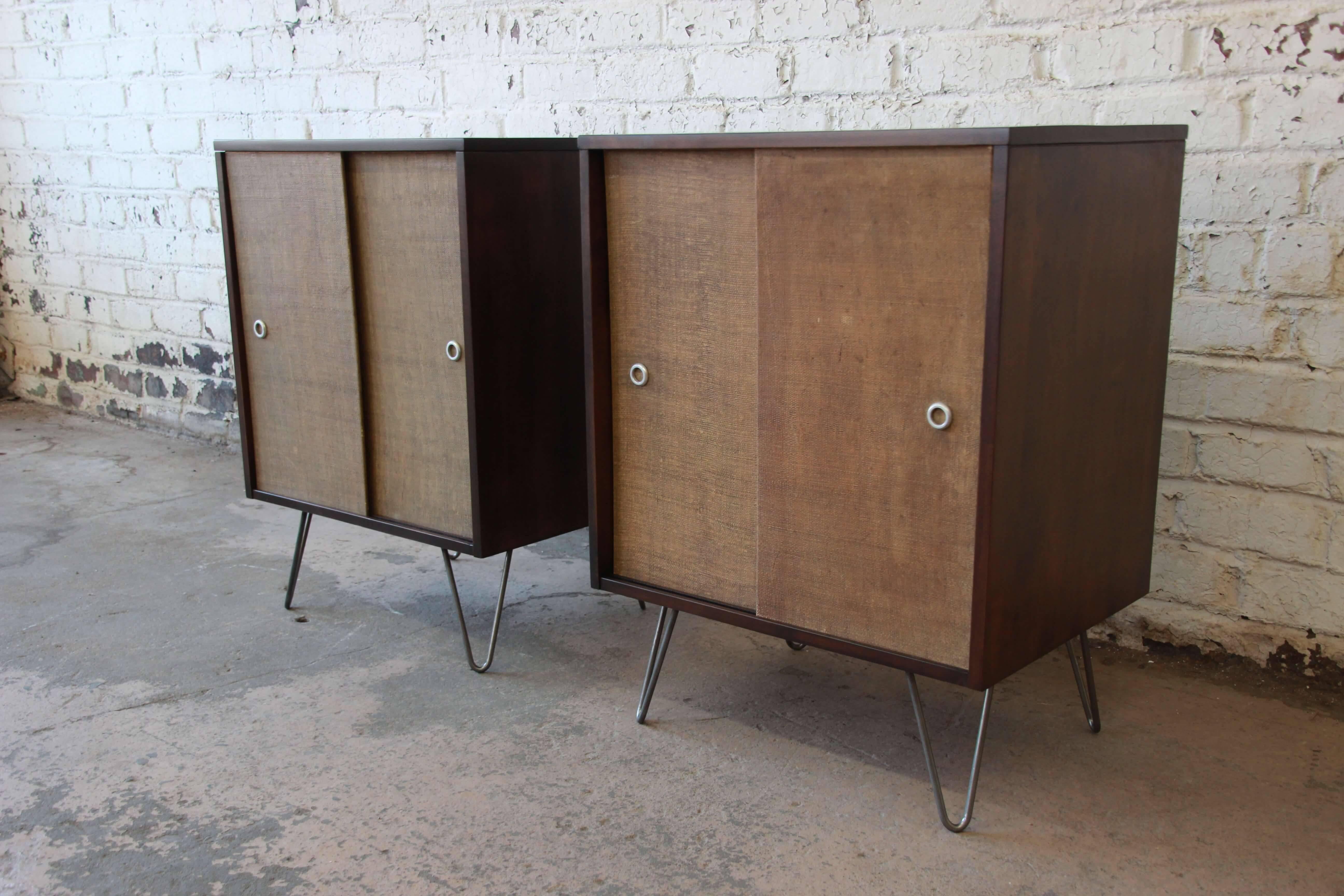 Mid-Century Modern Pair of Paul McCobb Planner Group Cabinets on Hairpin Legs