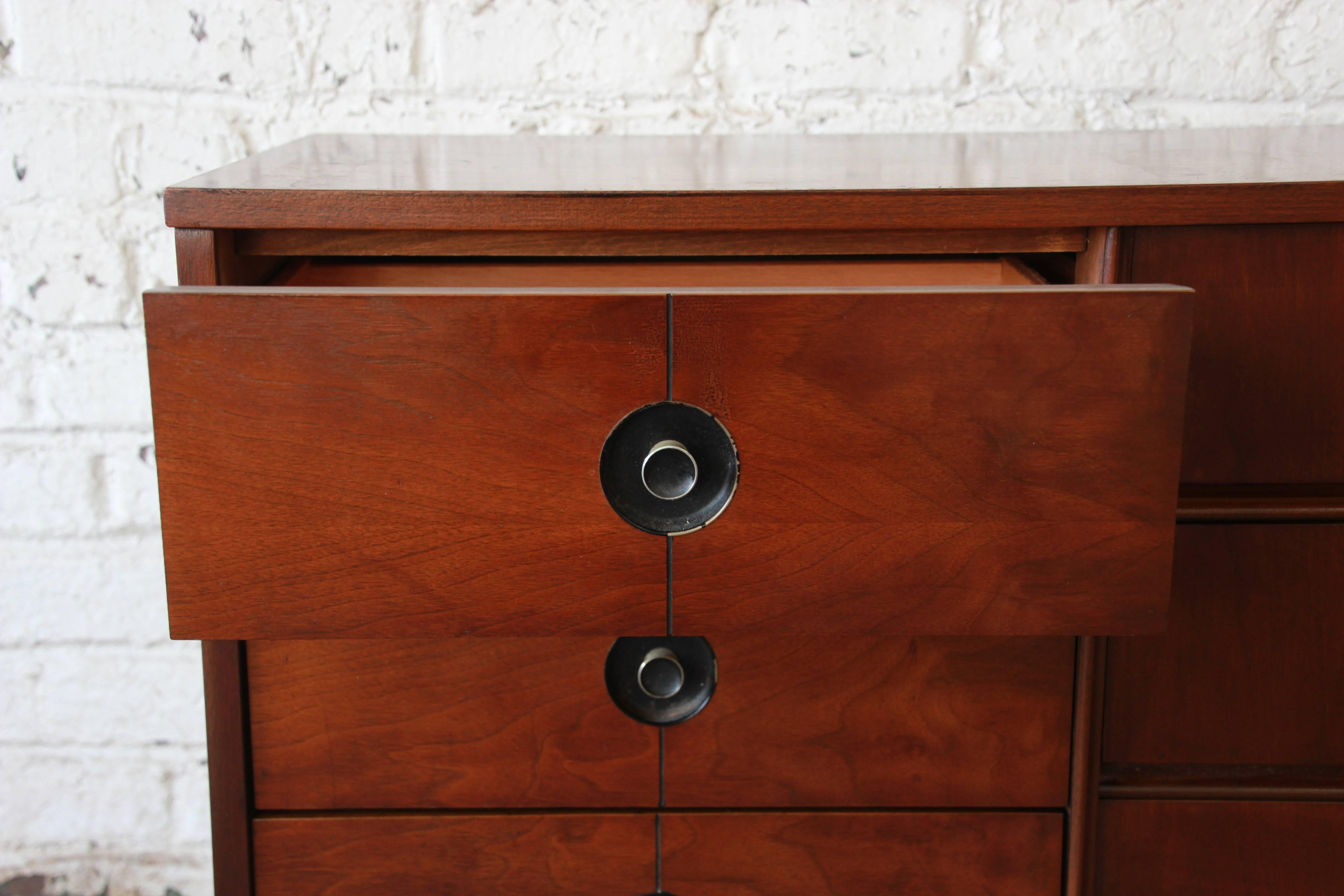 Mid-20th Century Mid-Century Modern Walnut Triple Dresser or Credenza by Stanley