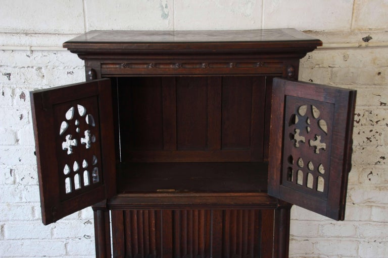 Antique Belgian Dark Oak Gothic Bar circa 1850s at 1stDibs