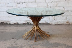 Hollywood Regency Italian Gold Sheaf of Wheat Cocktail Table