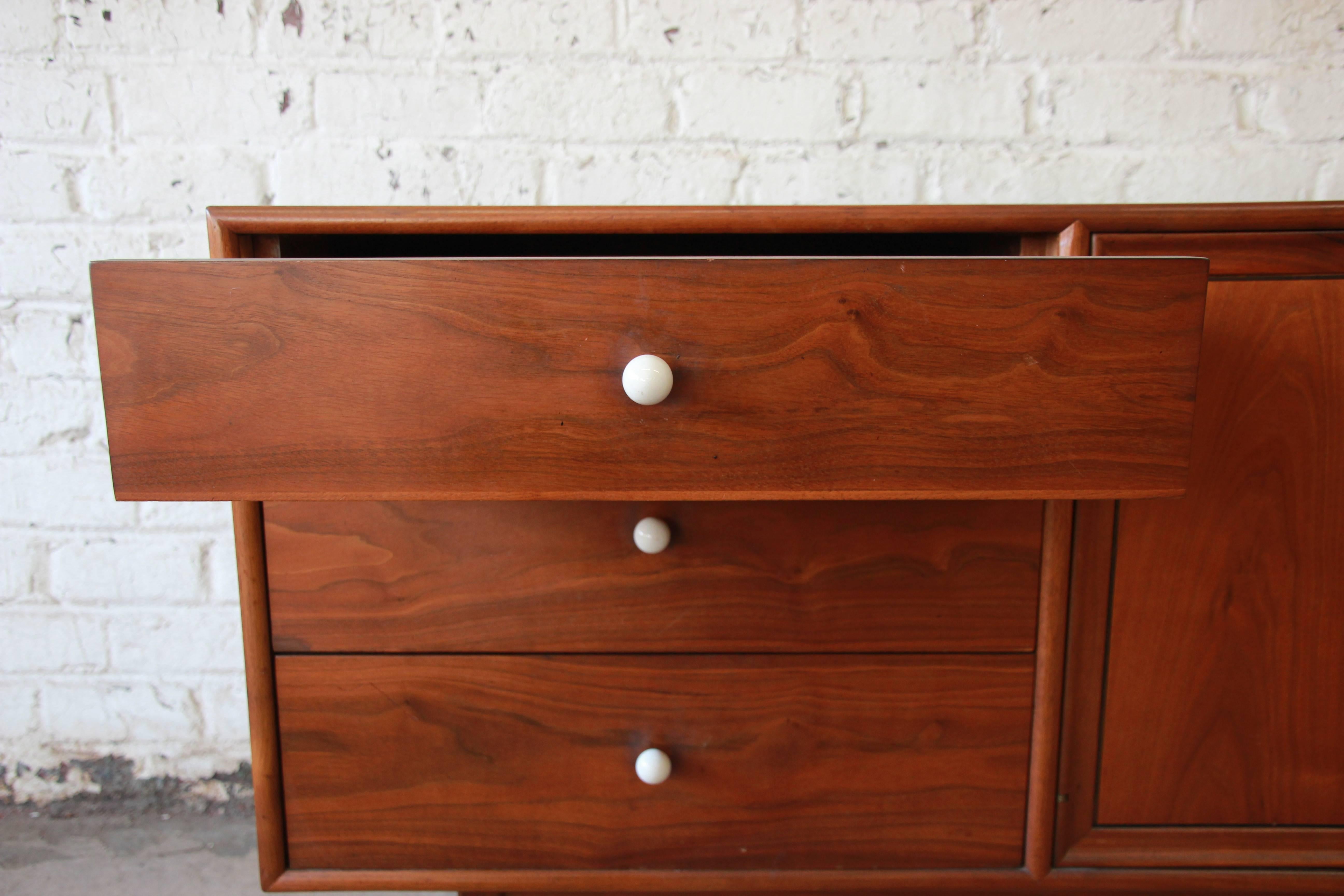 Porcelain Kipp Stewart for Drexel Declaration Mid-Century Modern Walnut Credenza, 1960