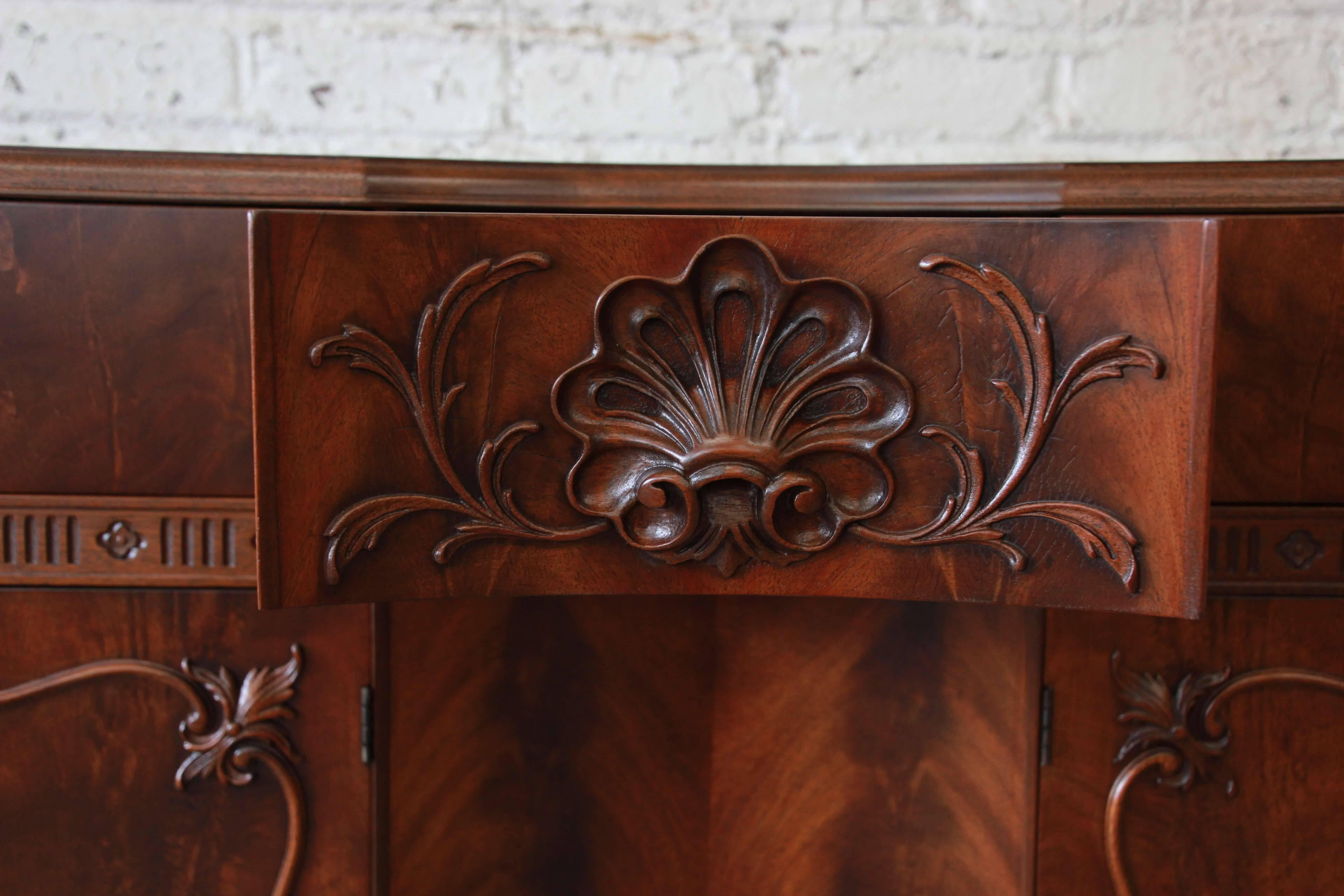 Landstrom Furniture French Carved Flamed Walnut Sideboard Buffet 1