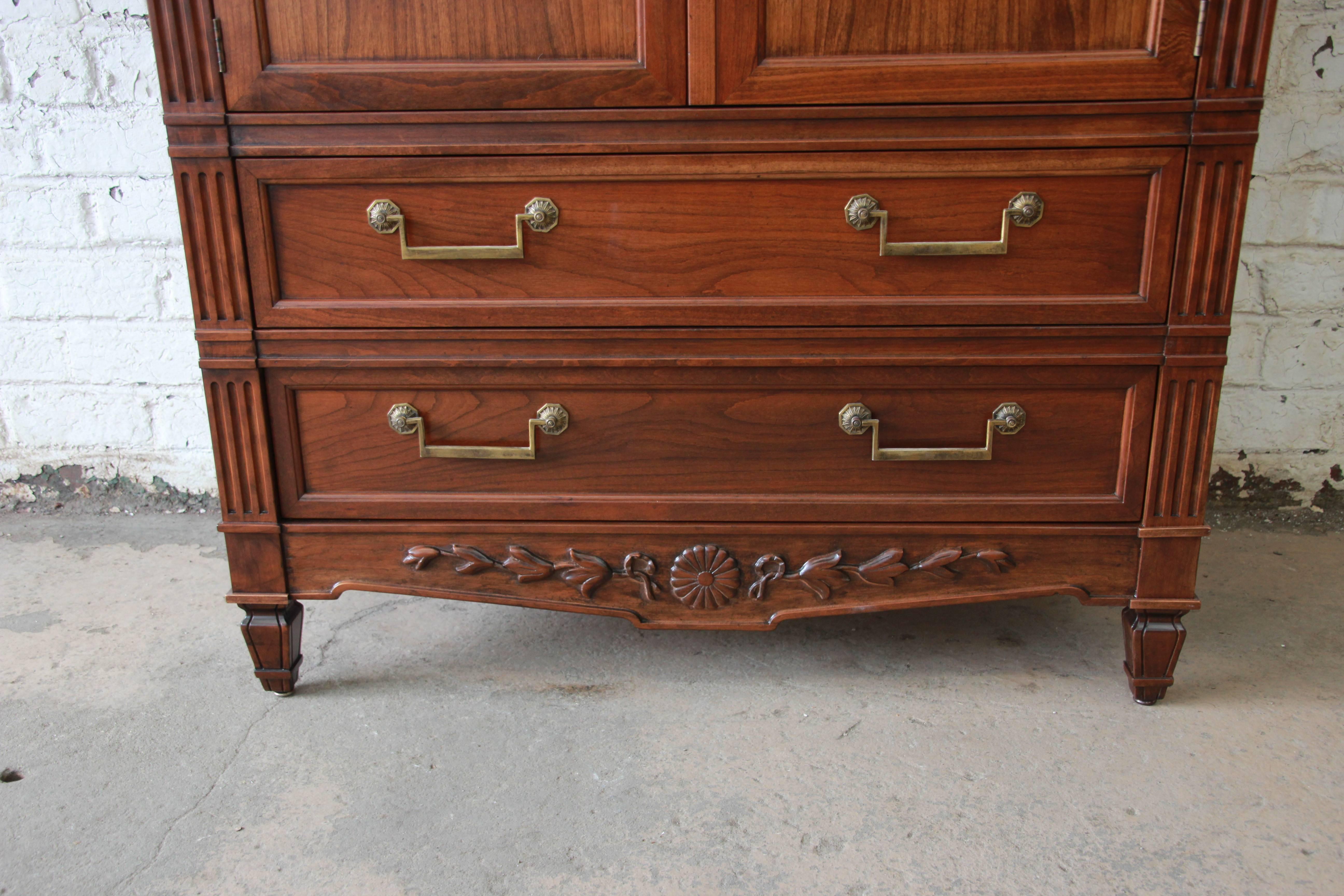 Baker Furniture French Regency Style Cherrywood Armoire Dresser Chest 1