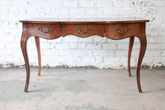 Antique Italian Burl Wood Writing Desk with Cabriole Legs
