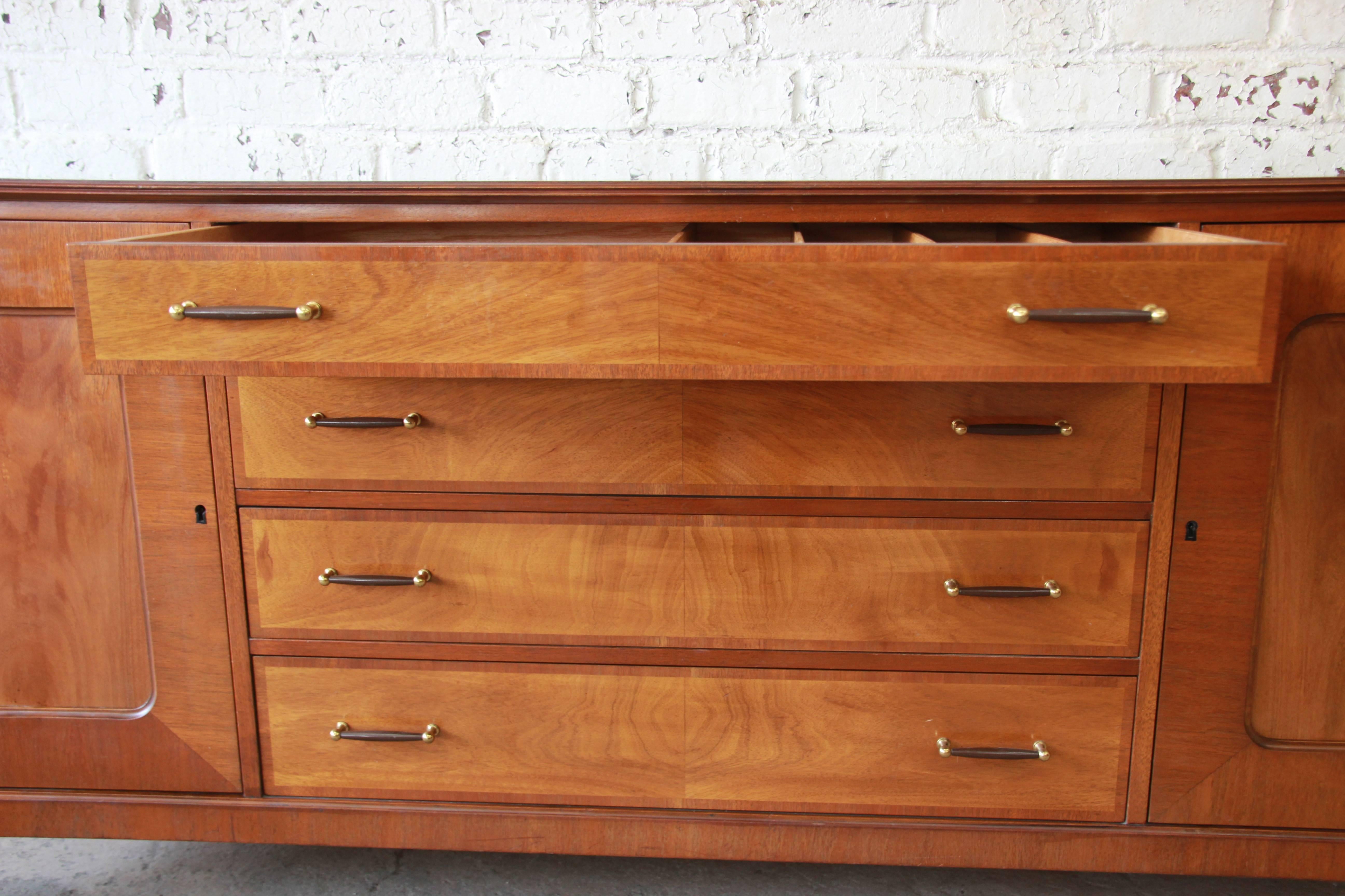 Renzo Rutili for Johnson Mid-Century Modern Sideboard Credenza with Hutch Top 1