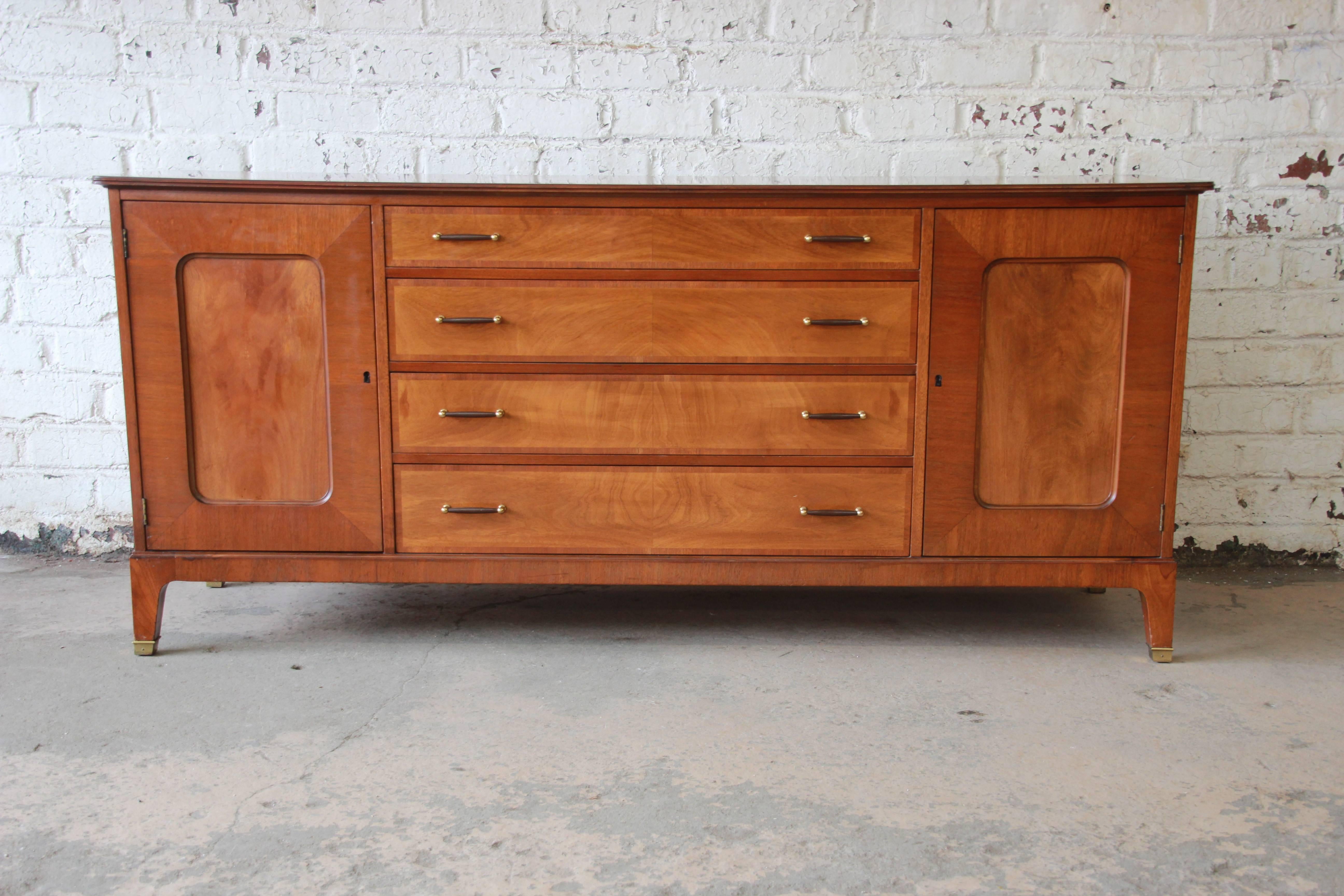 Mid-20th Century Renzo Rutili for Johnson Mid-Century Modern Sideboard Credenza with Hutch Top